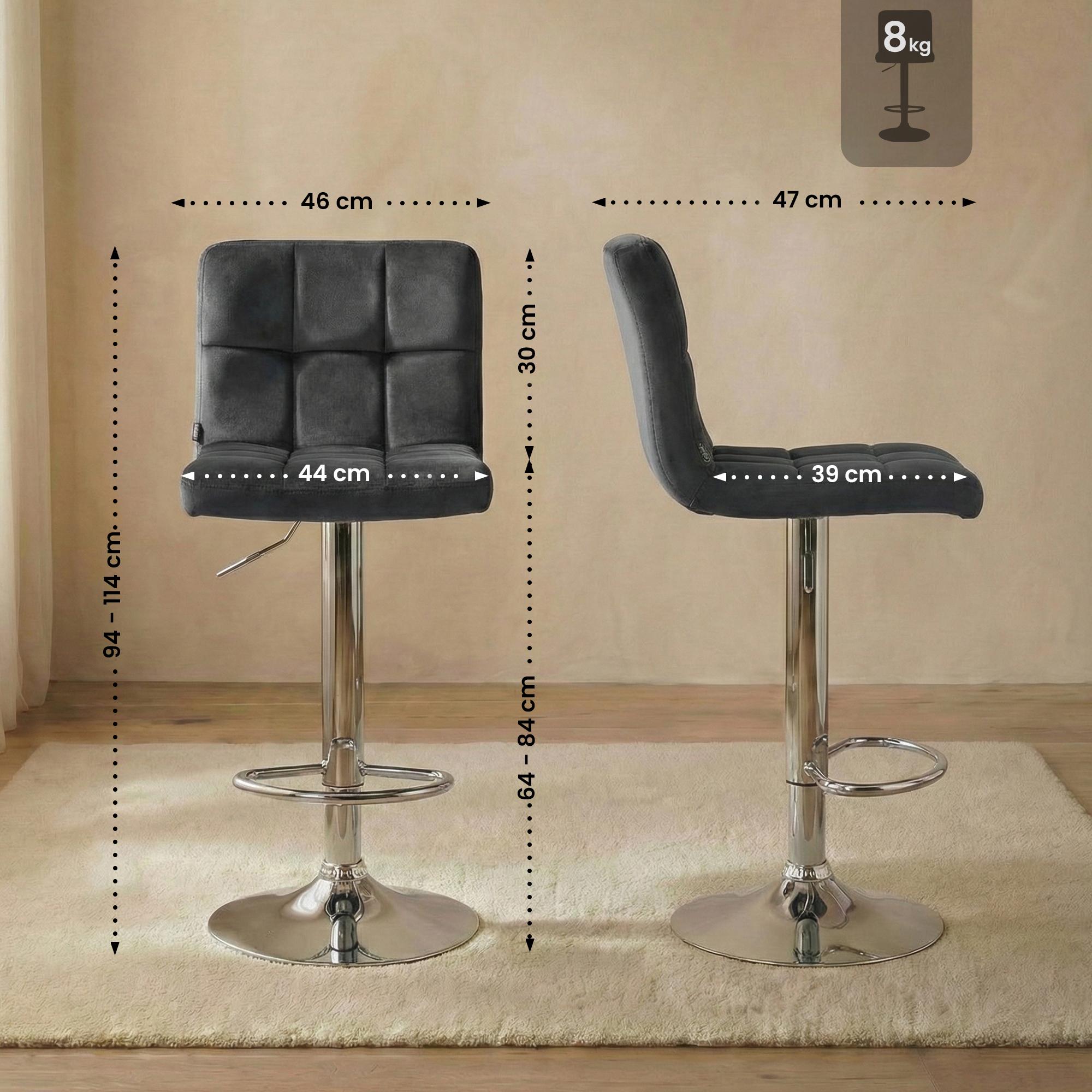 Lot de 2 tabourets de bar Peru velours
