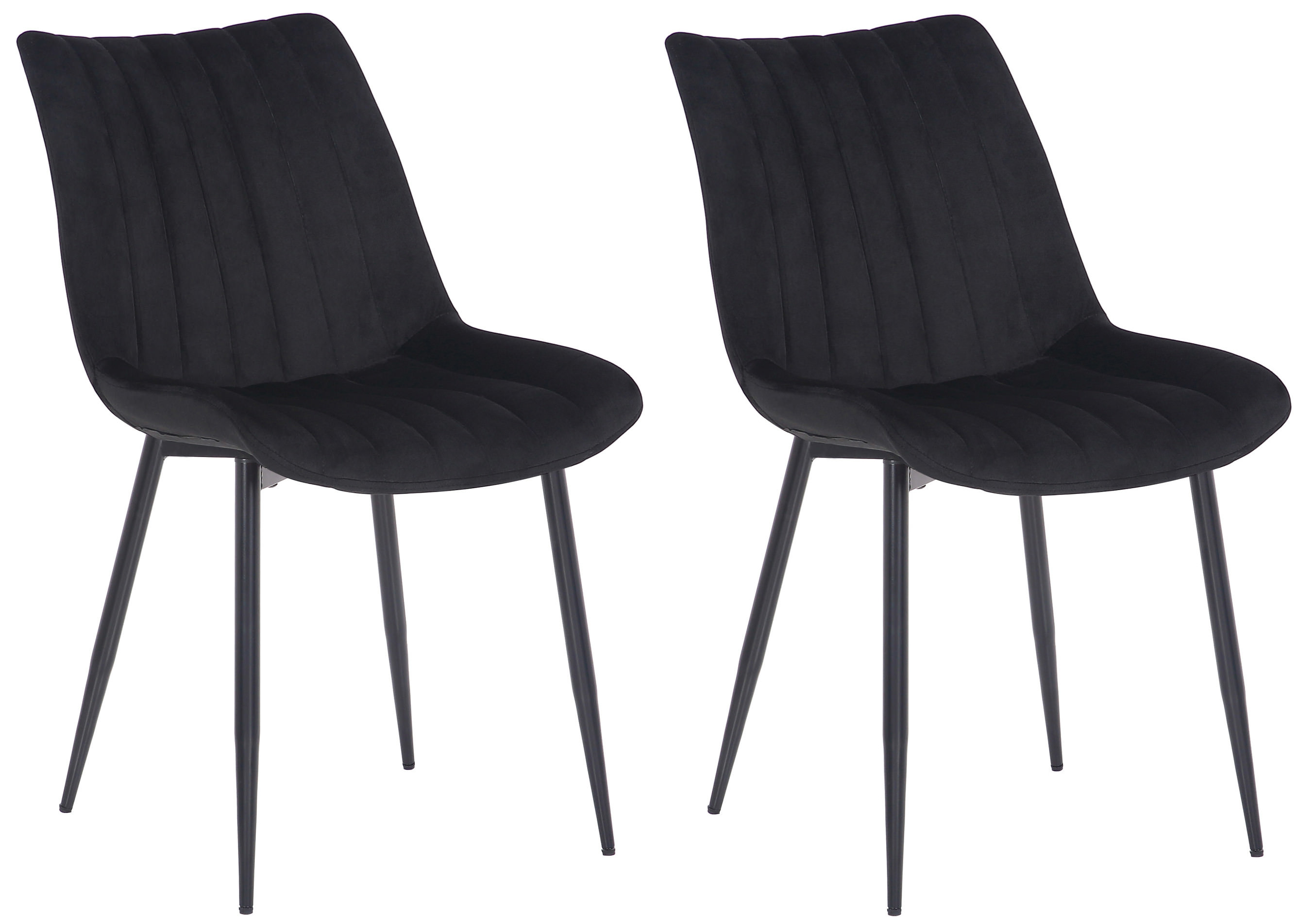Lot de 2 Chaises de salle à manger Rahden en Velours avec Piètement en métal noir