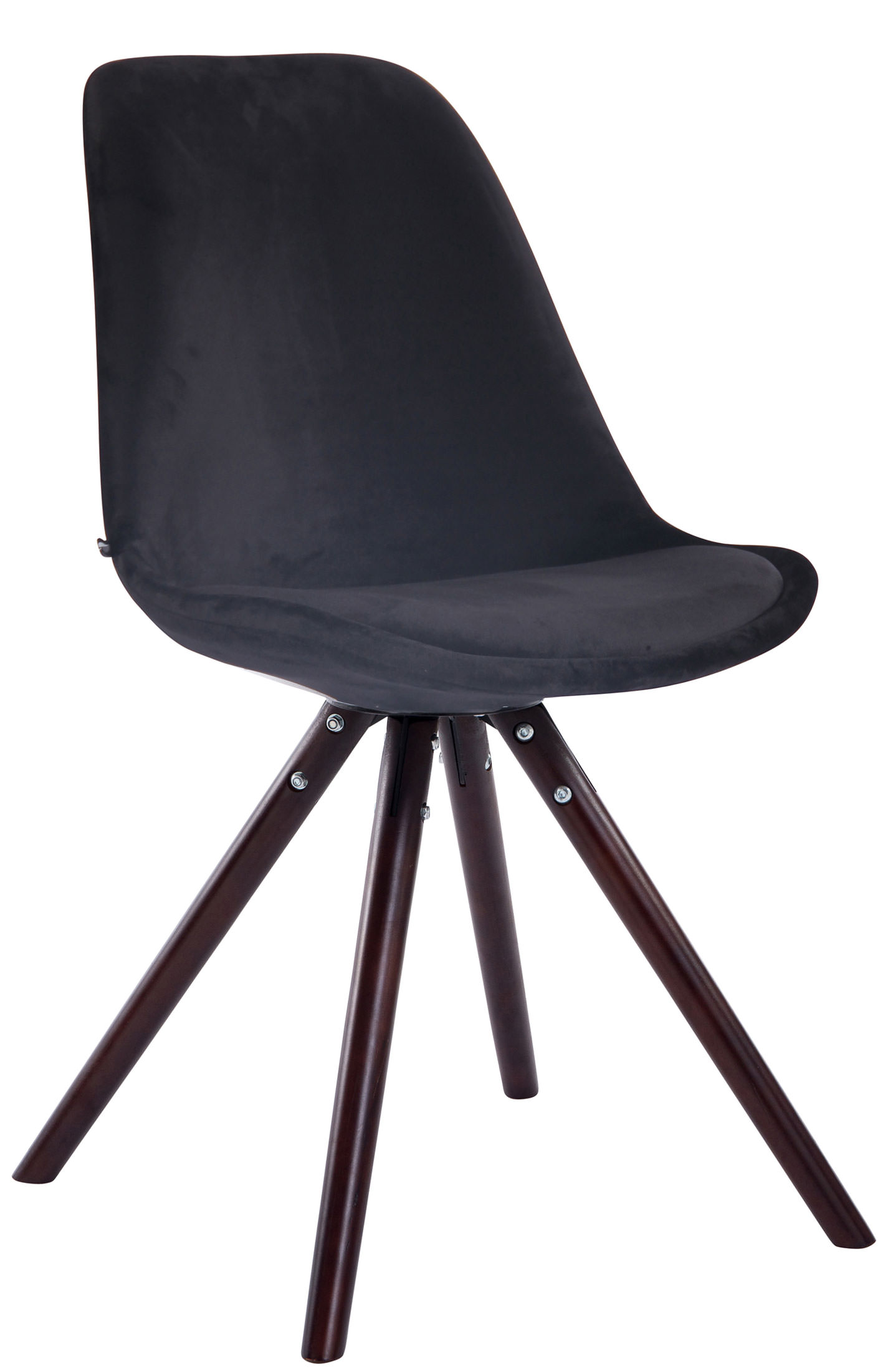 Lot de 4 Chaises de salle à manger Toulouse Velours Pieds ronds bois