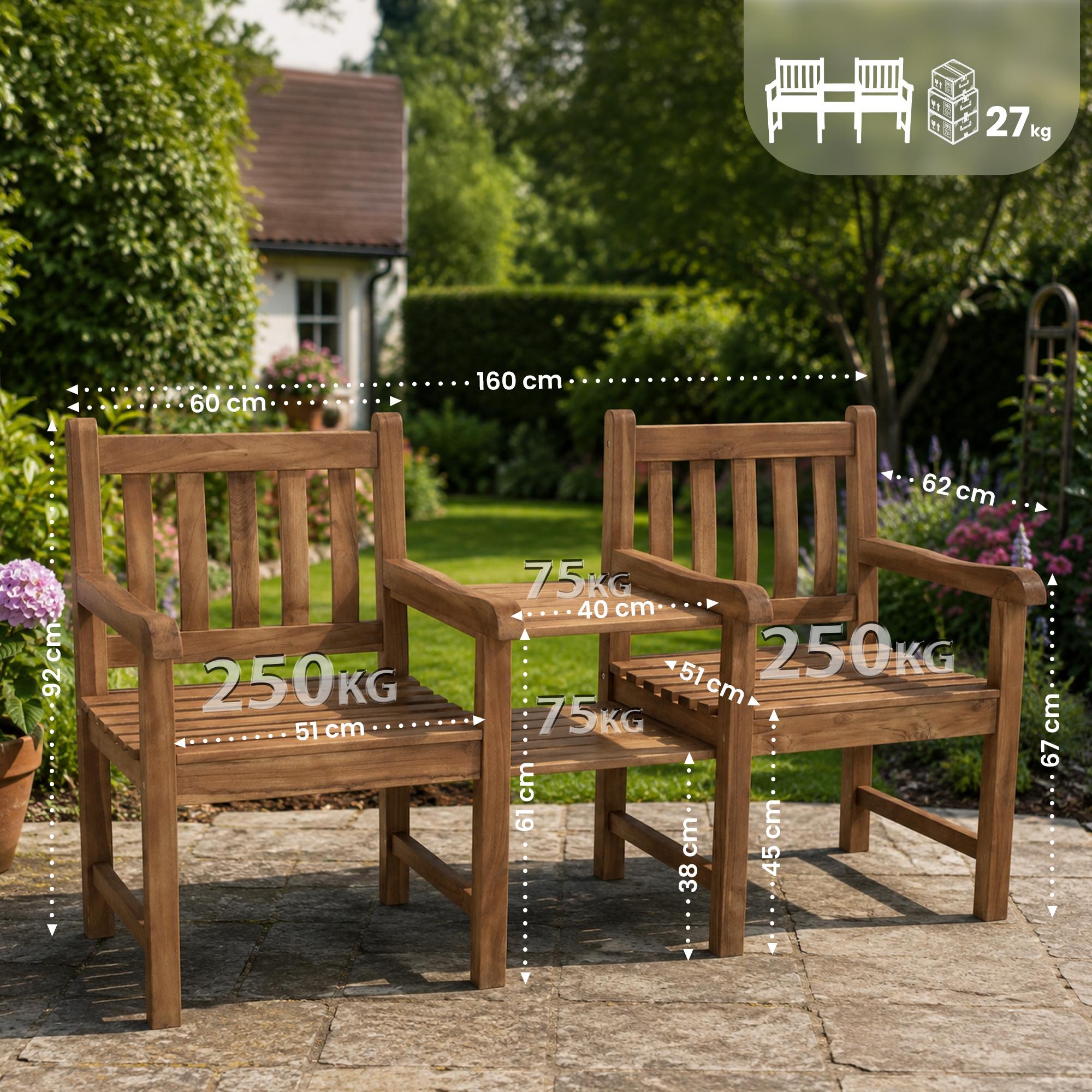 Banc en teck Lior avec table integrée