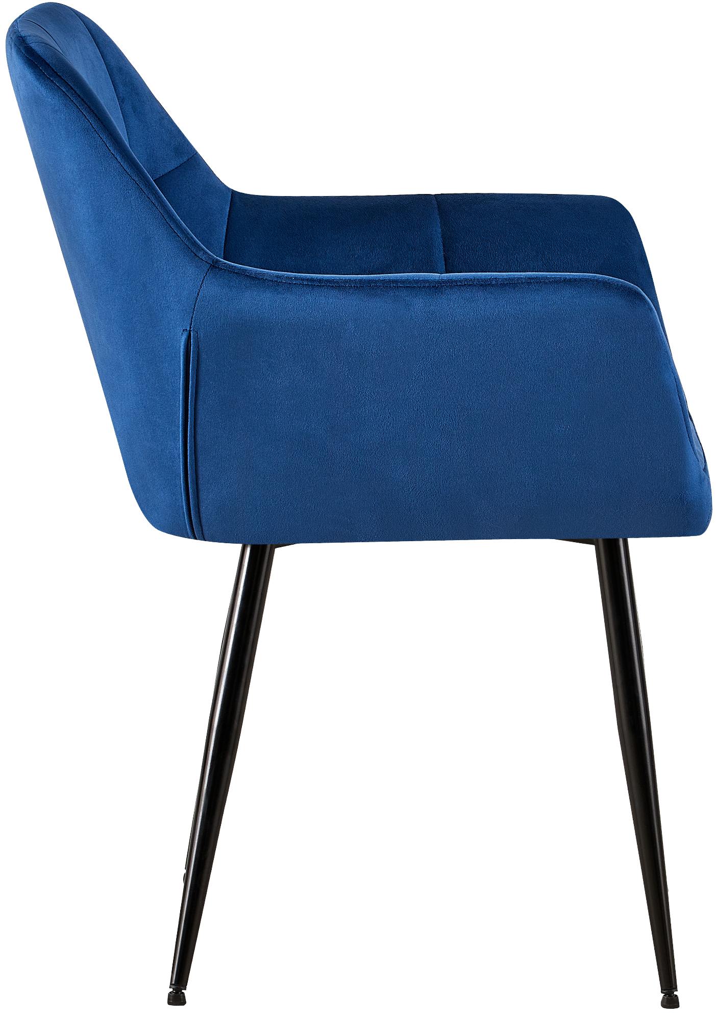 Lot de 4 Chaises de salle à manger Emia en Velours avec Piètement en Métal noir