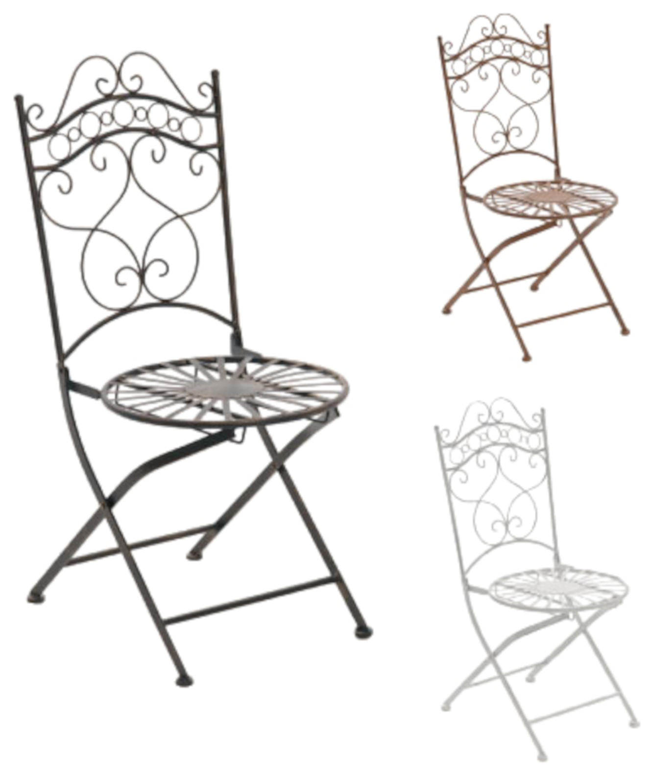 Lot de 2 Chaises de jardin pliables Indra en fer forgé