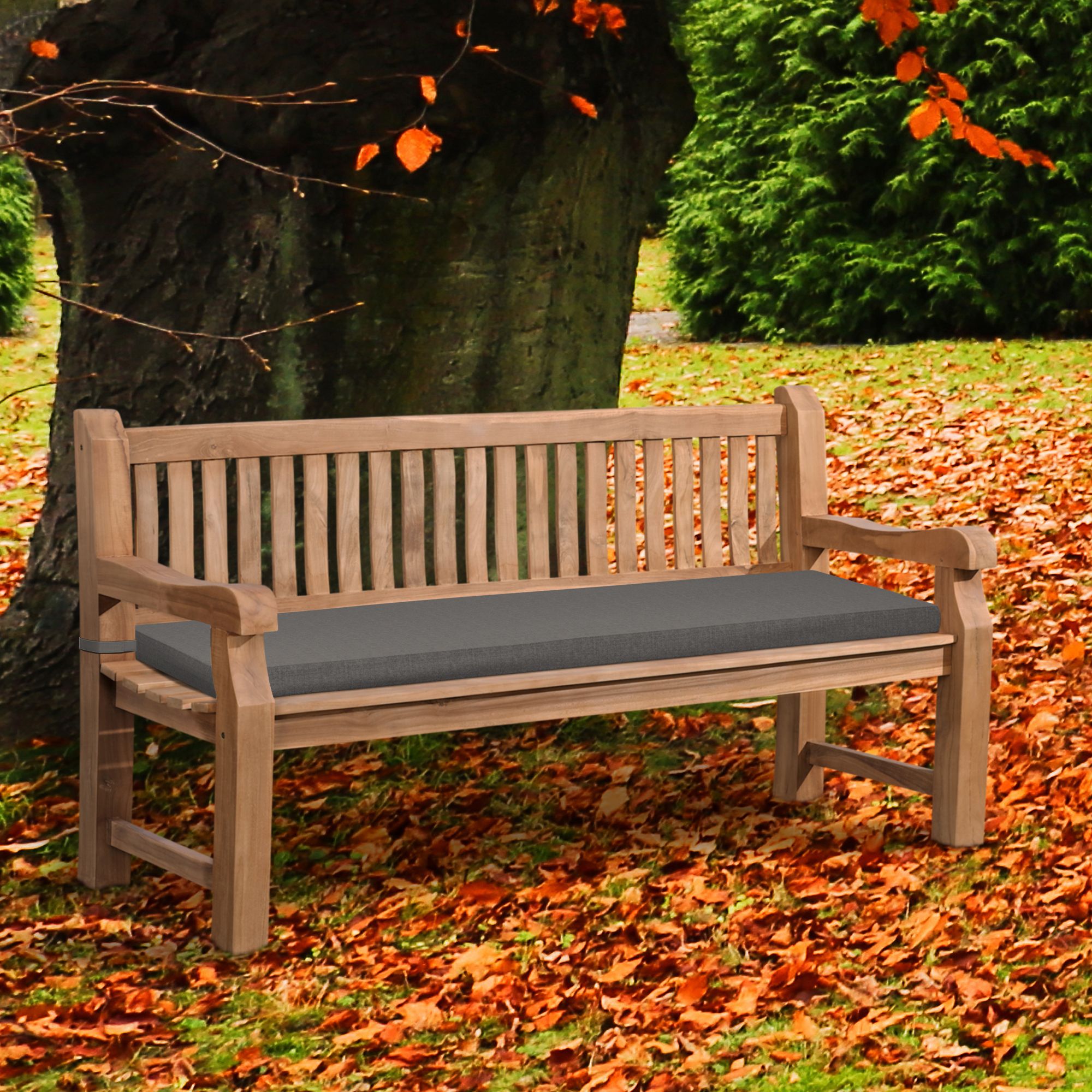 Banc de jardin en teck Daxon avec coussin d'assise
