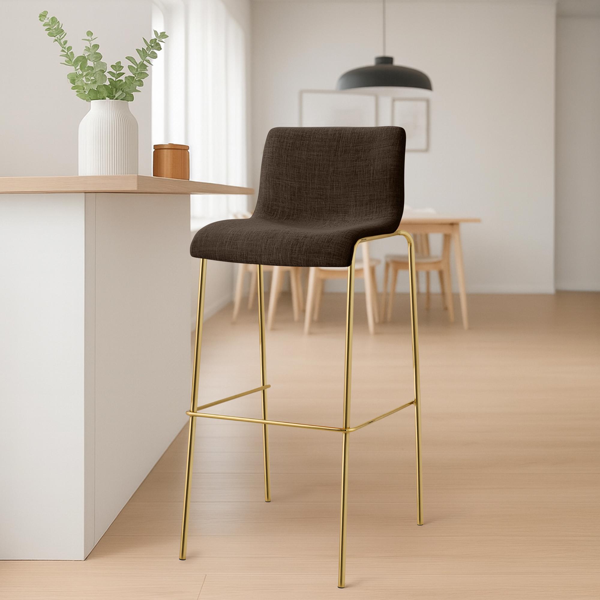 Tabouret de bar Hover tissu cadre à quatre pieds doré