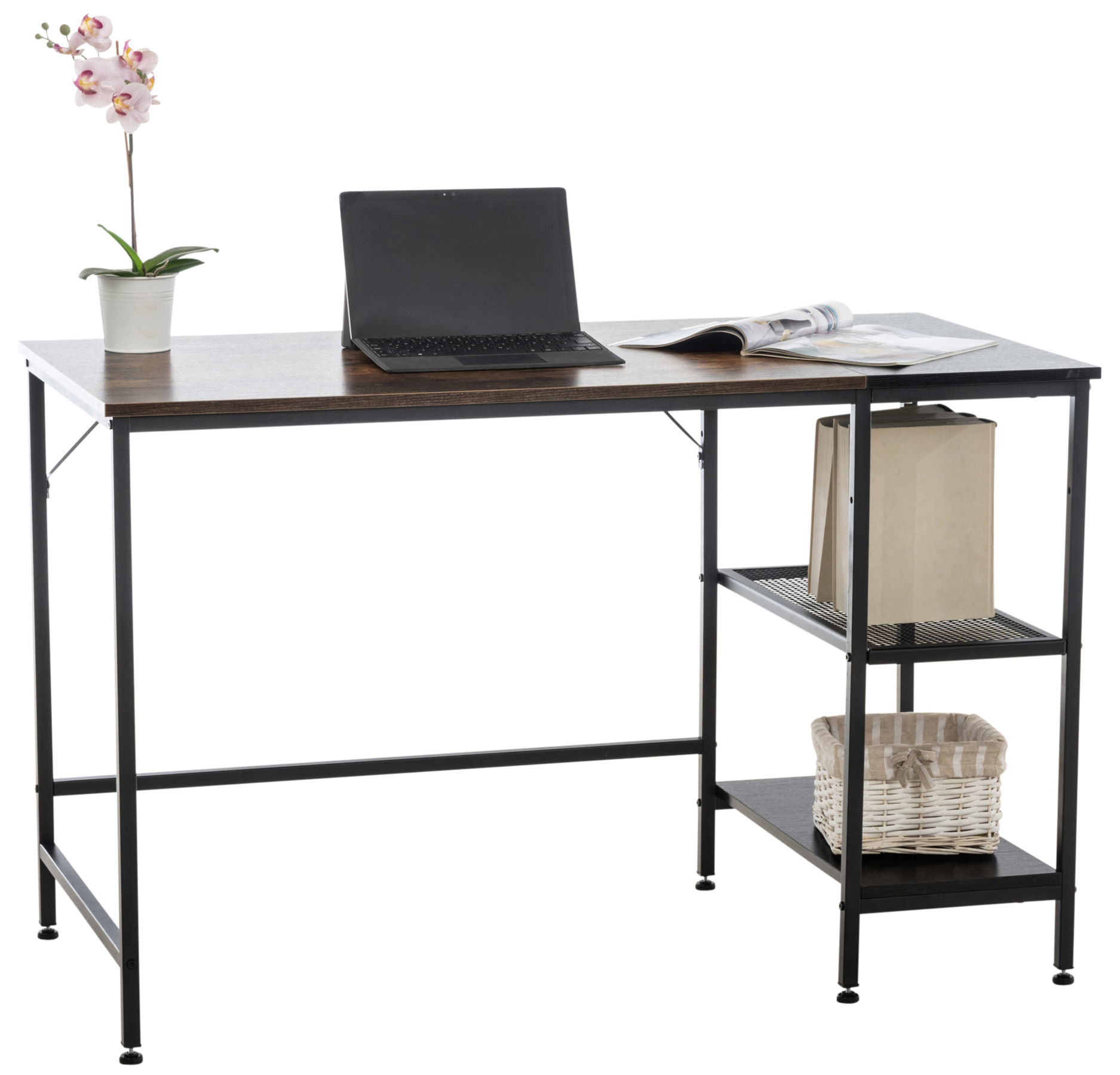 Bureau Oviedo avec Plateau en MDF Cadre en Tubes d'acier et Colonne de rangement
