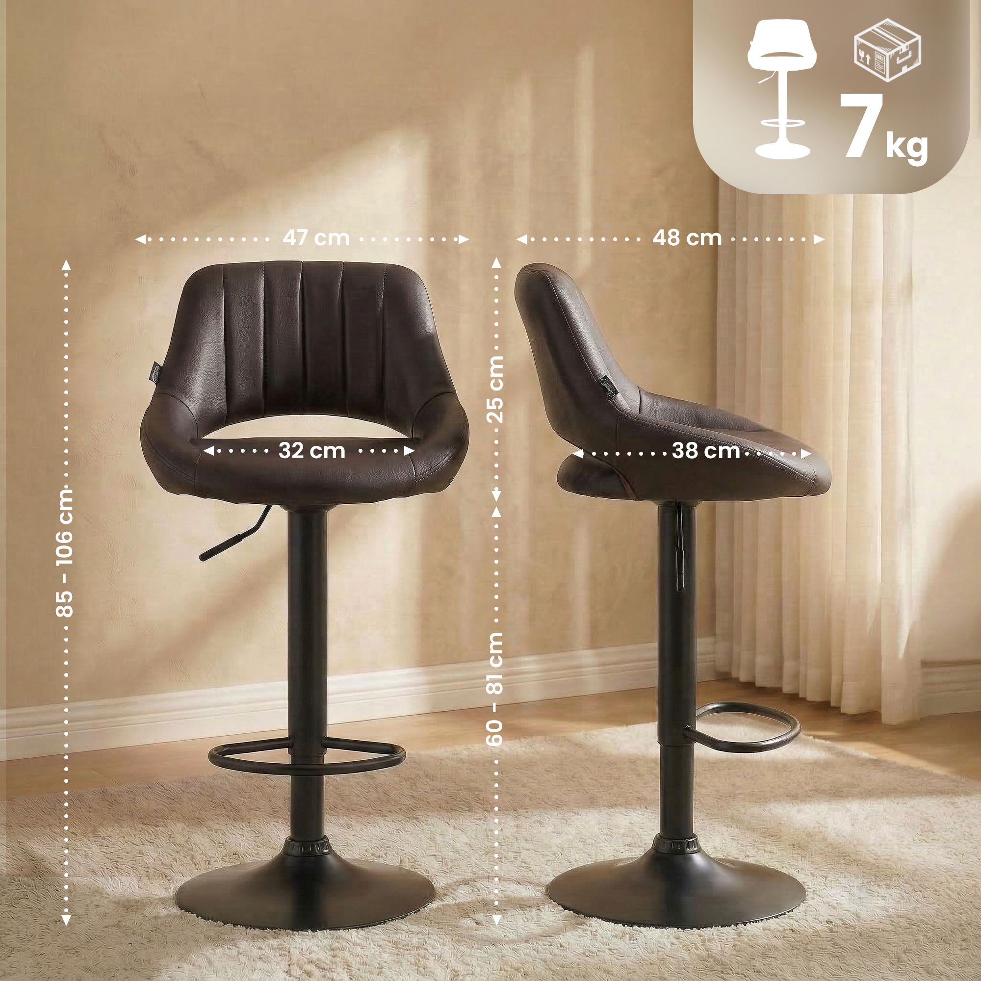 Tabouret de bar Milet en similicuir