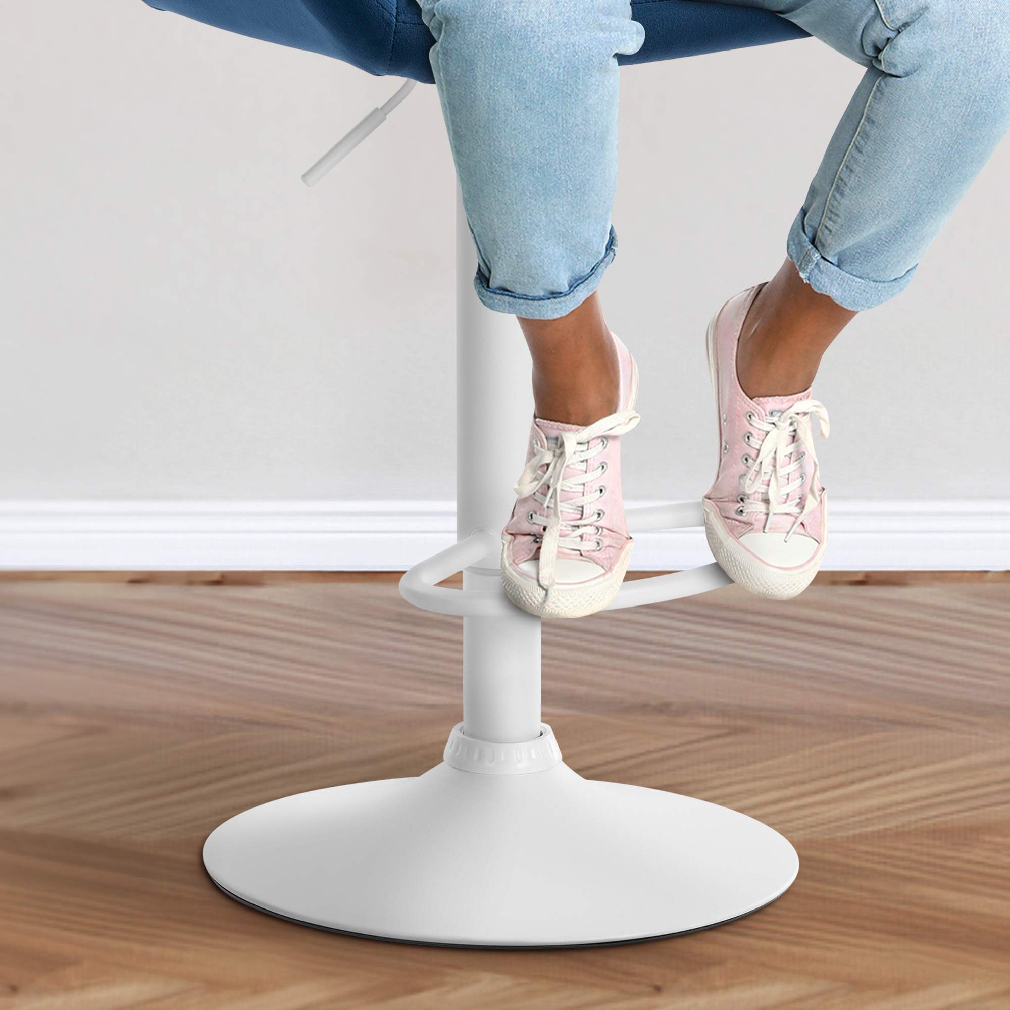 Tabouret de bar Braga Velours avec pied en métal réglable et pivotant