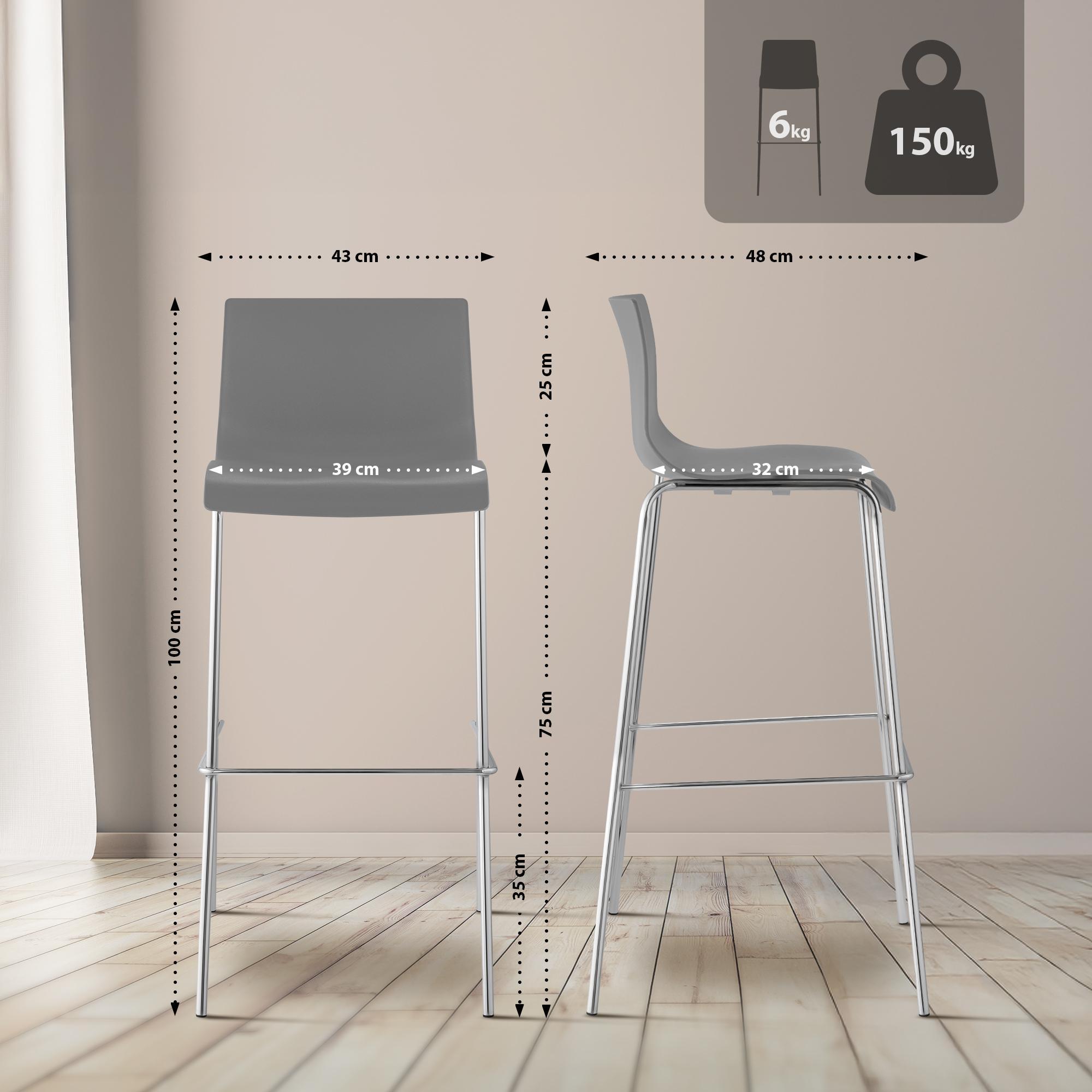 Tabouret de Bar Hover Plastique Cadre à 4 Pieds
