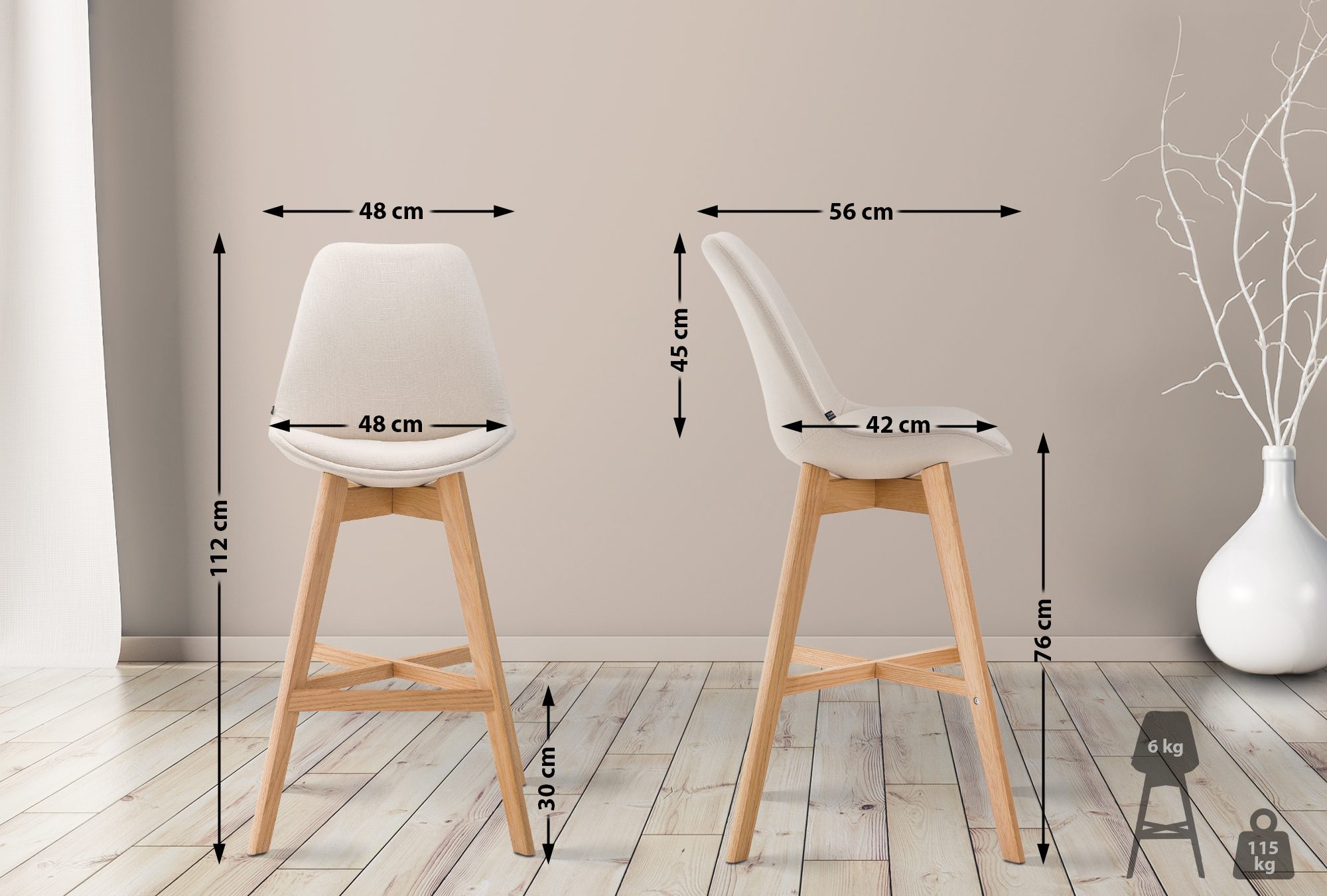 Lot de 2 tabourets de bar Cannes Tissu