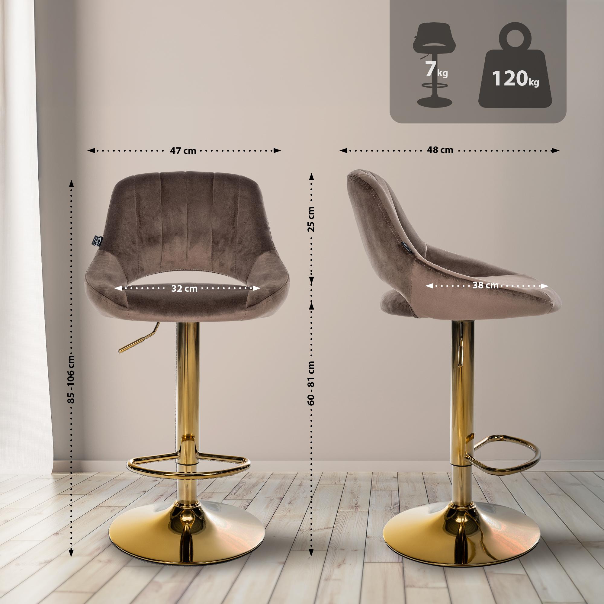 Lot de 2 tabourets de bar Milet en velours
