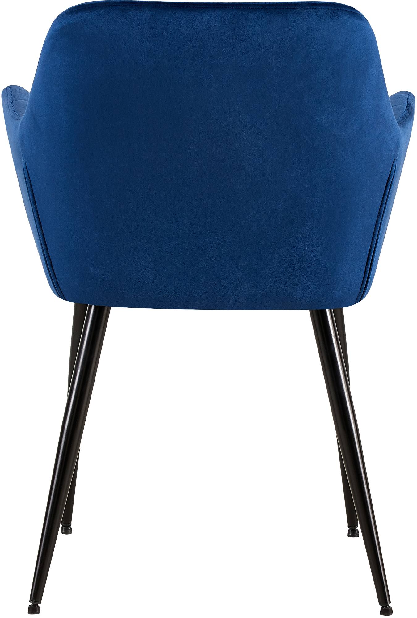 Lot de 4 Chaises de salle à manger Emia en Velours avec Piètement en Métal noir