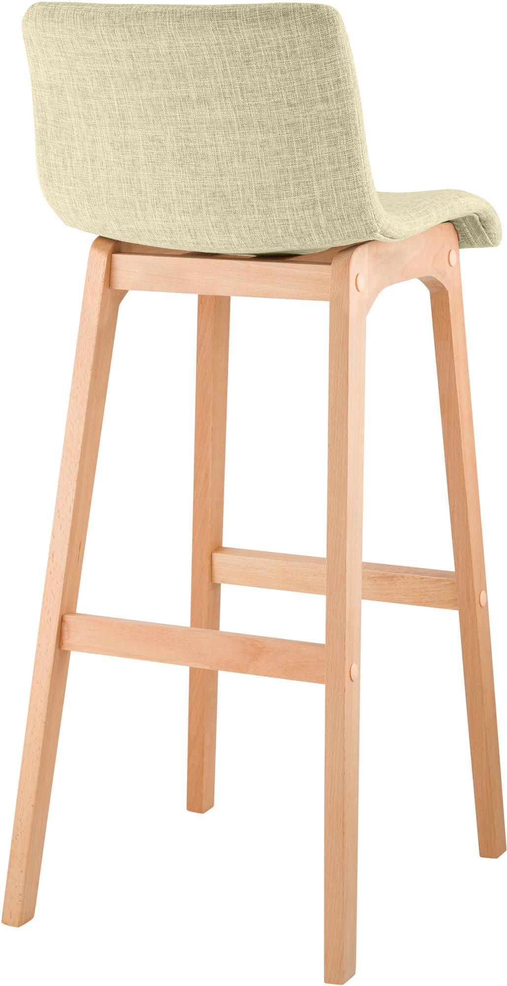 Lot de 2 tabourets de bar Hover en tissu, piètement à quatre pieds en bois naturel