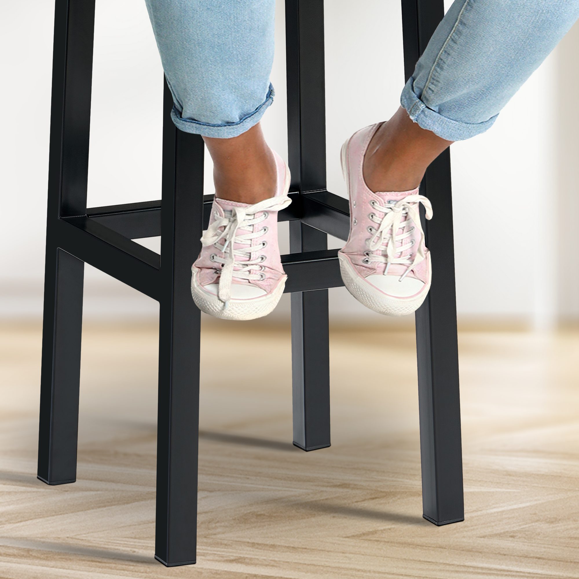 Tabouret de bar Taylor tissu hauteur d'assise 78 cm piètement métal noir
