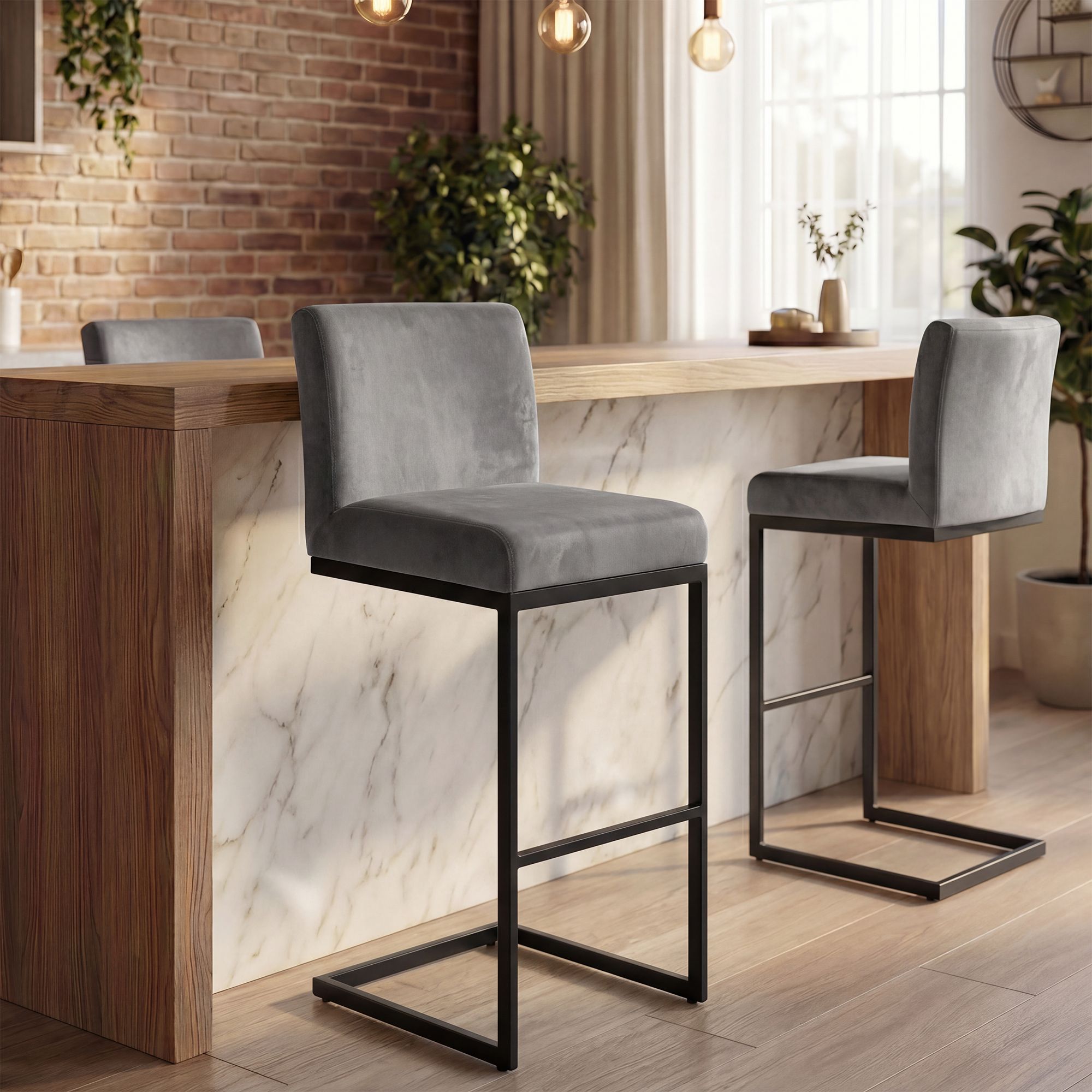 Tabouret de bar Hopewell velours
