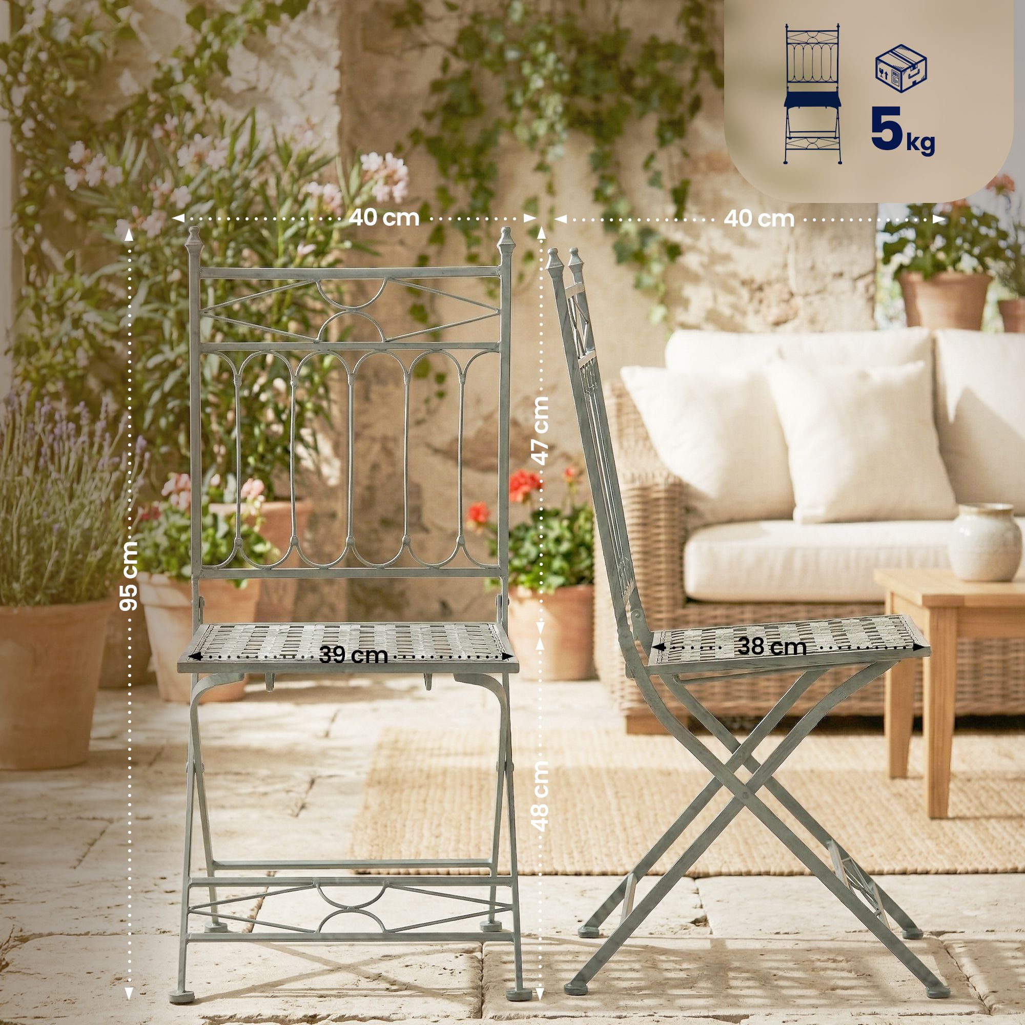 Lot de 2 chaises pliantes Asina