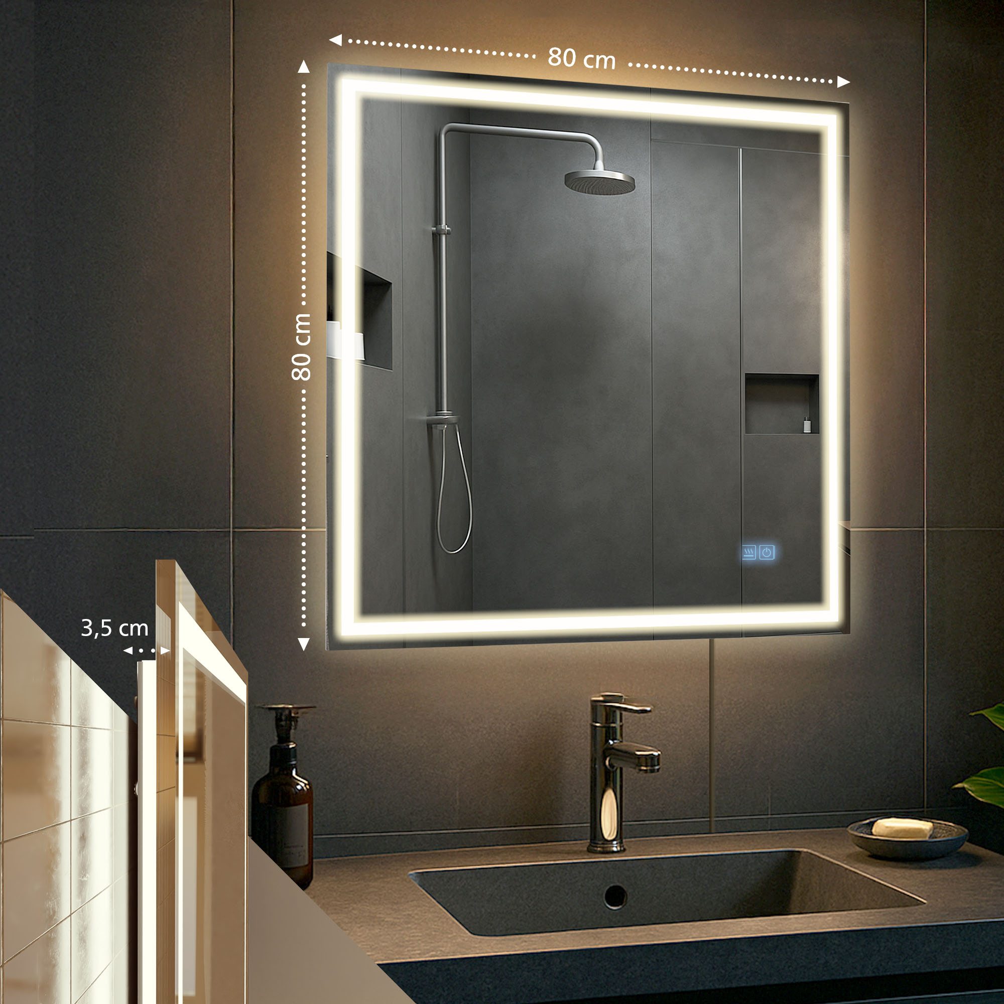 Miroir de Salle de Bain Jaffrey avec Bluetooth