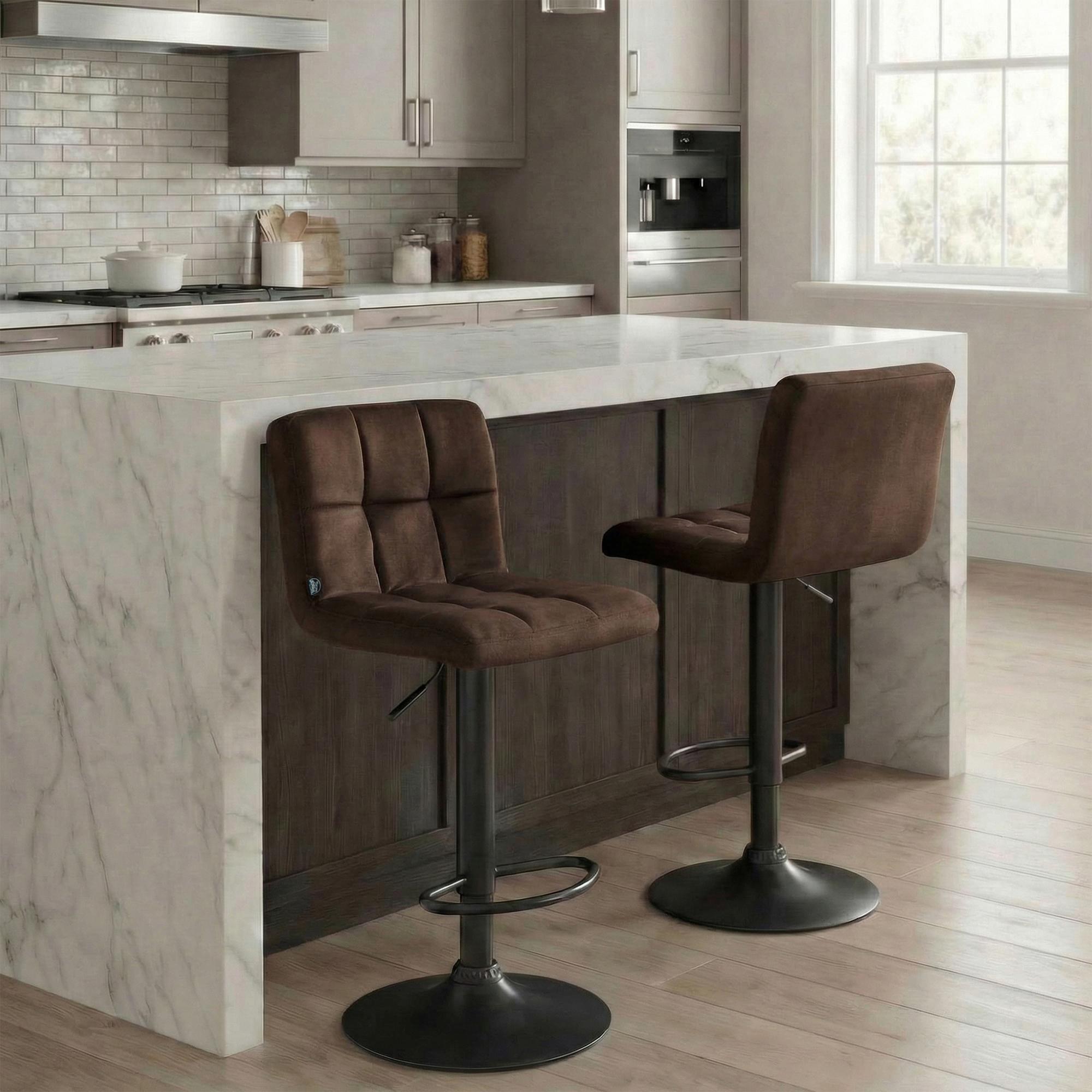 Lot de 2 tabourets de bar Peru velours
