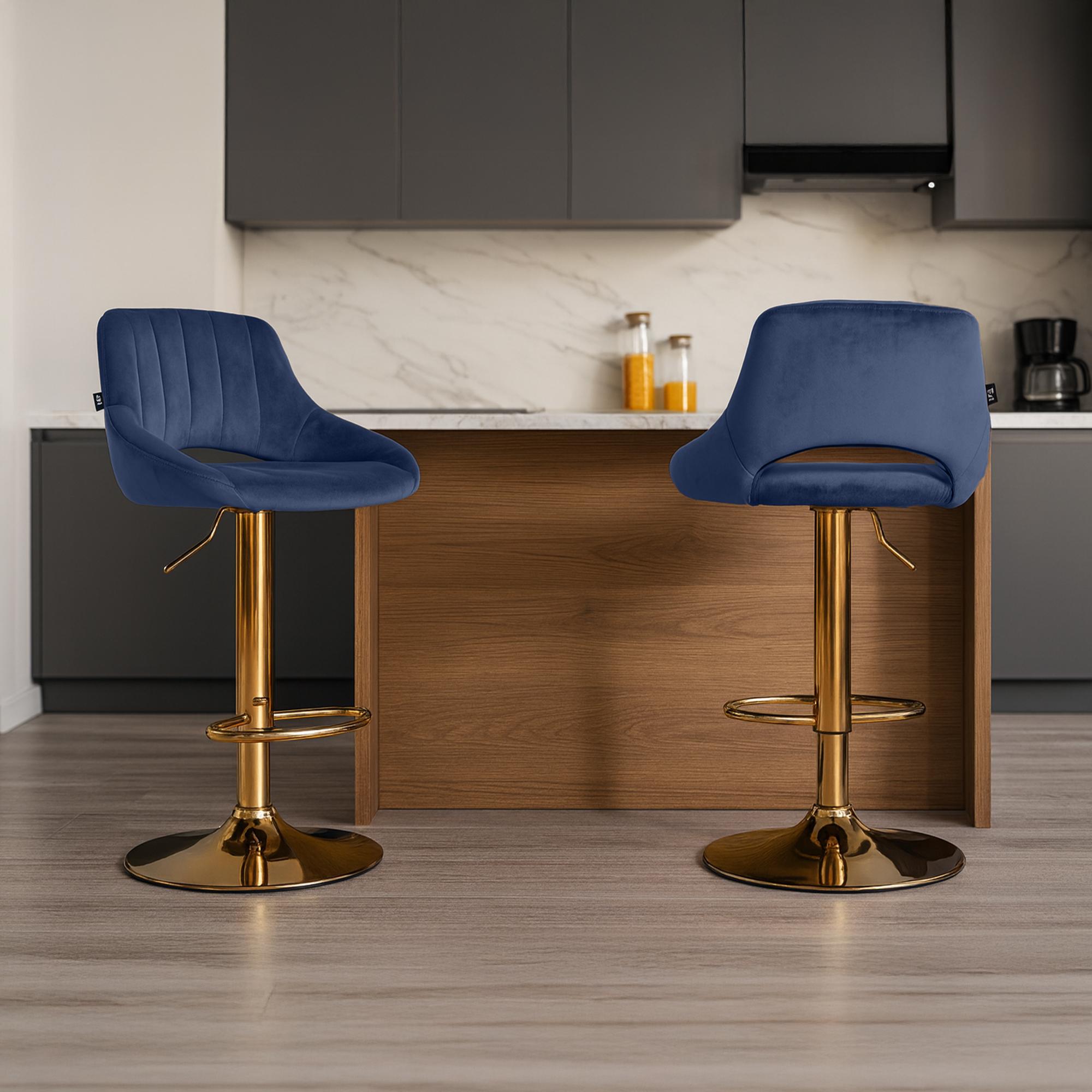 Lot de 2 tabourets de bar Milet en velours