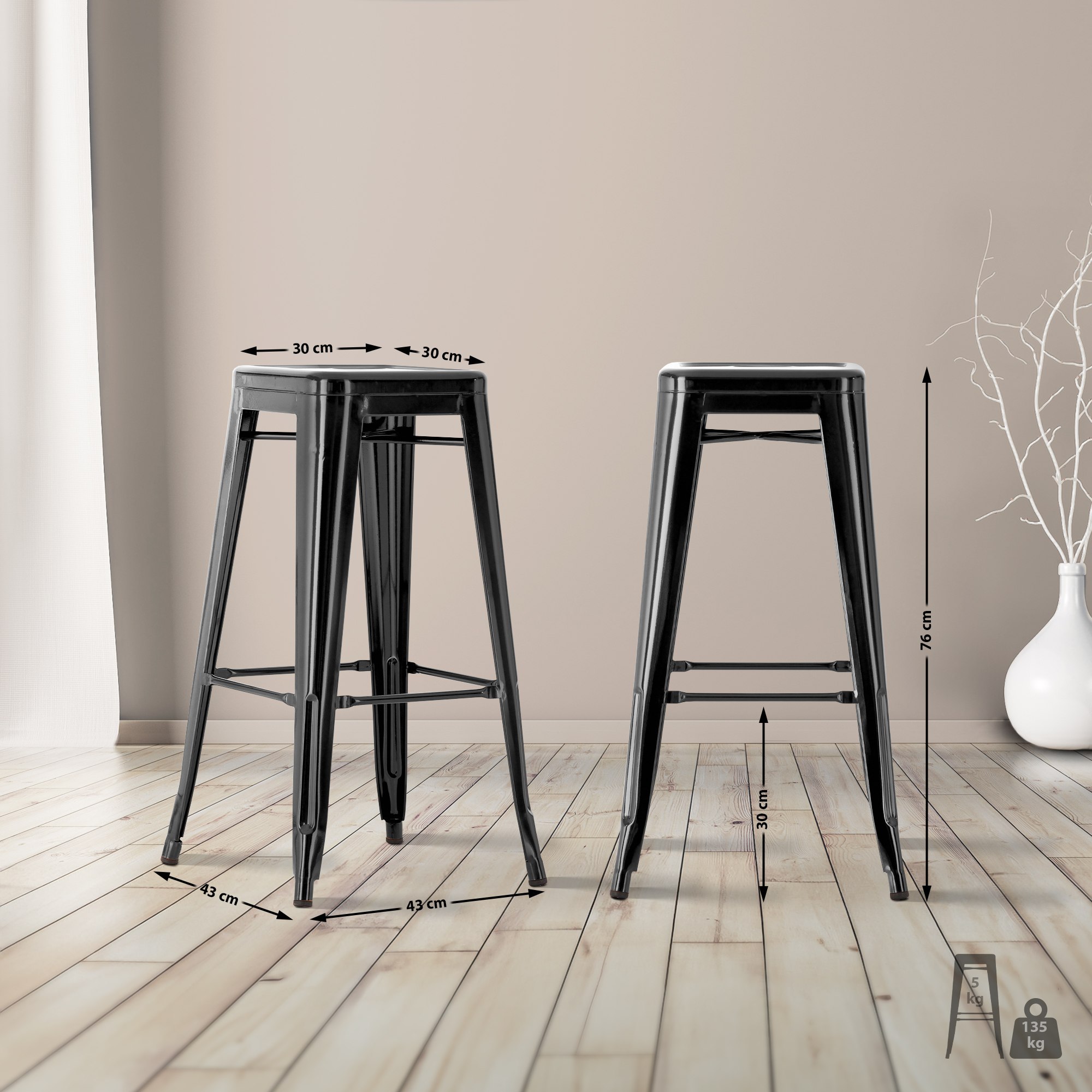 Lot de 2 tabourets de bar Joshua