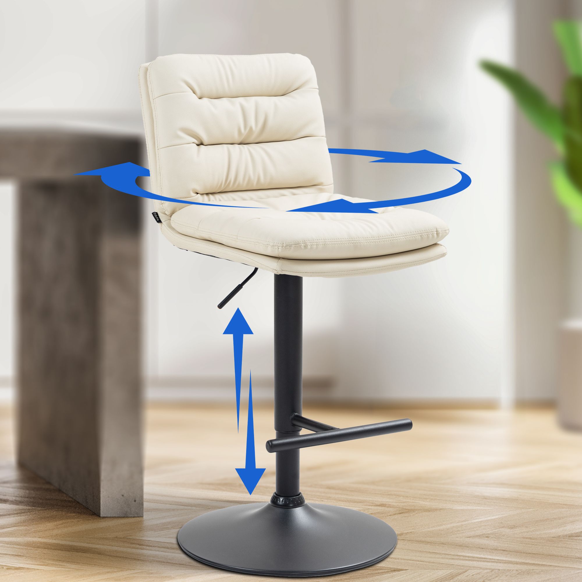 Lot de 2 tabourets de bar Damar en similicuir