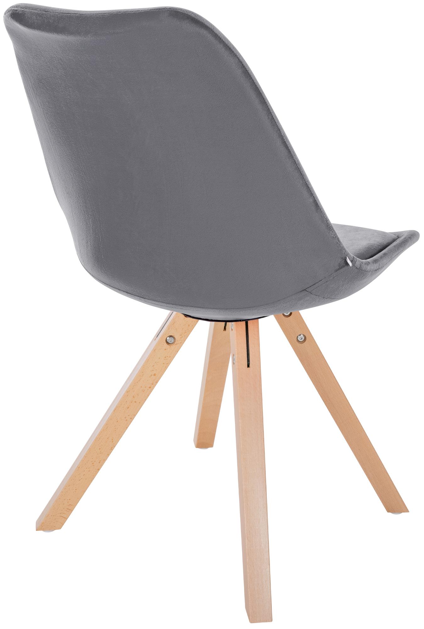 Lot de 4 chaises de salle à manger Sofia en velours Pieds en bois