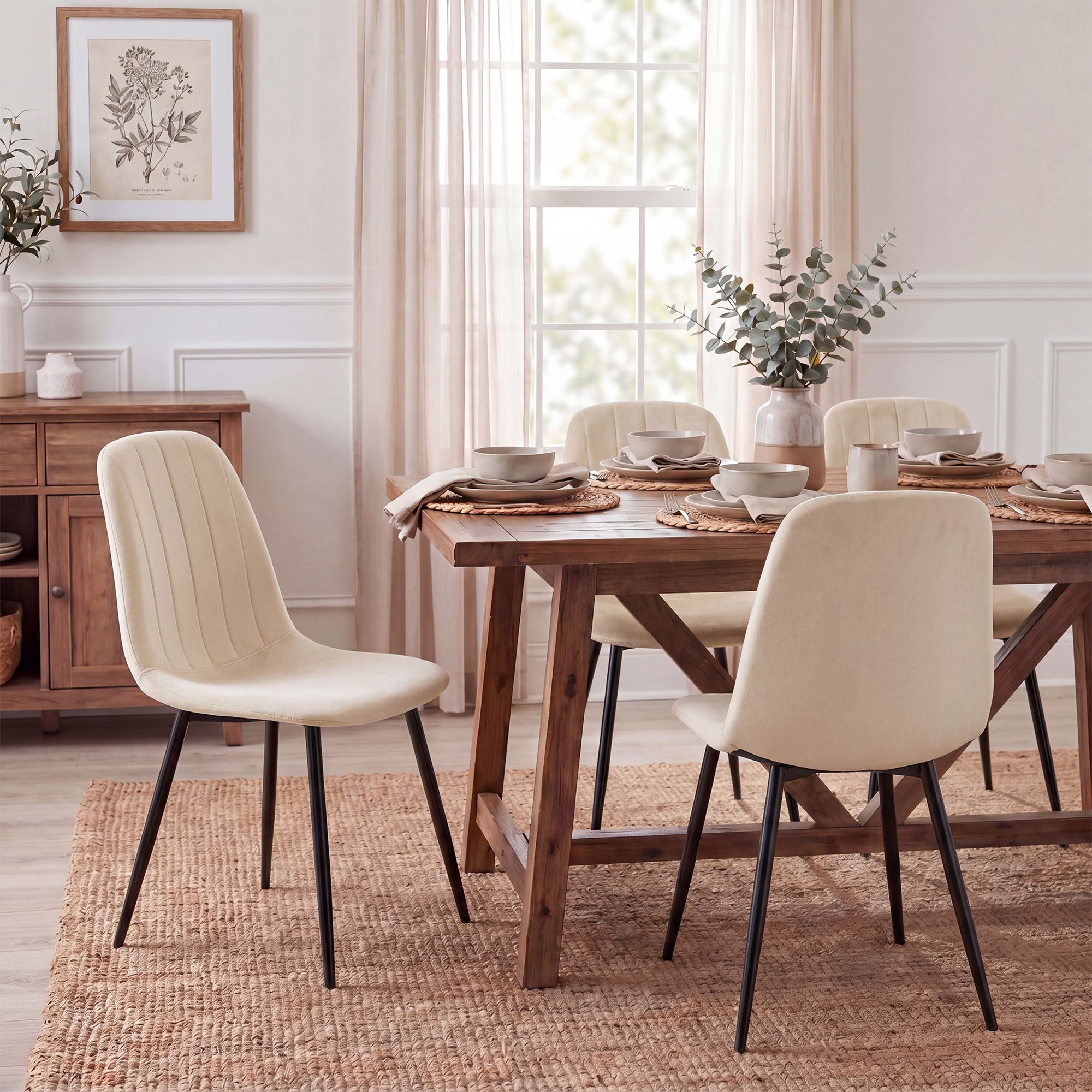 Lot de 4 chaises de salle a manger Baxter en velours