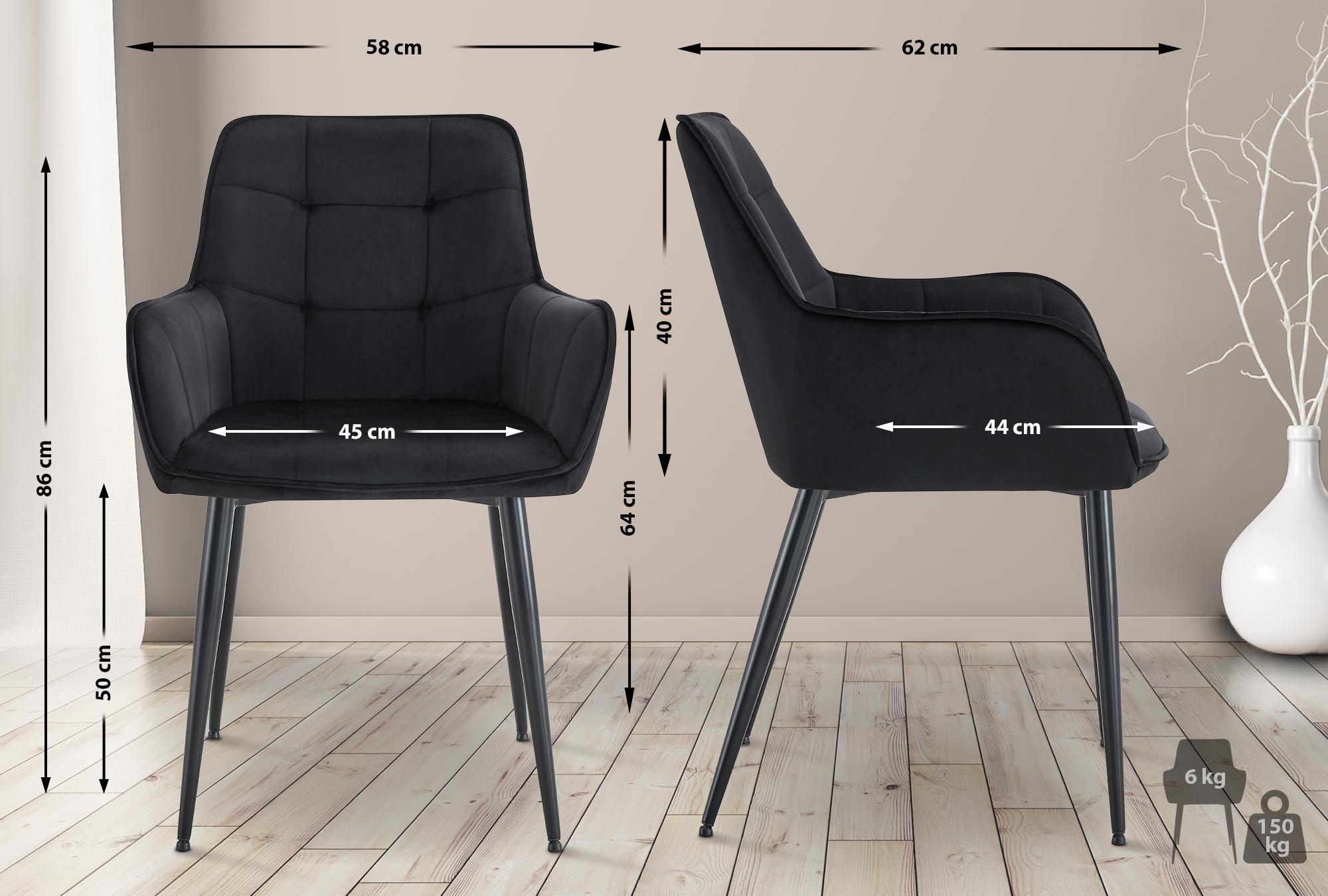 Lot de 2 chaises de salle à manger Ferndale velours