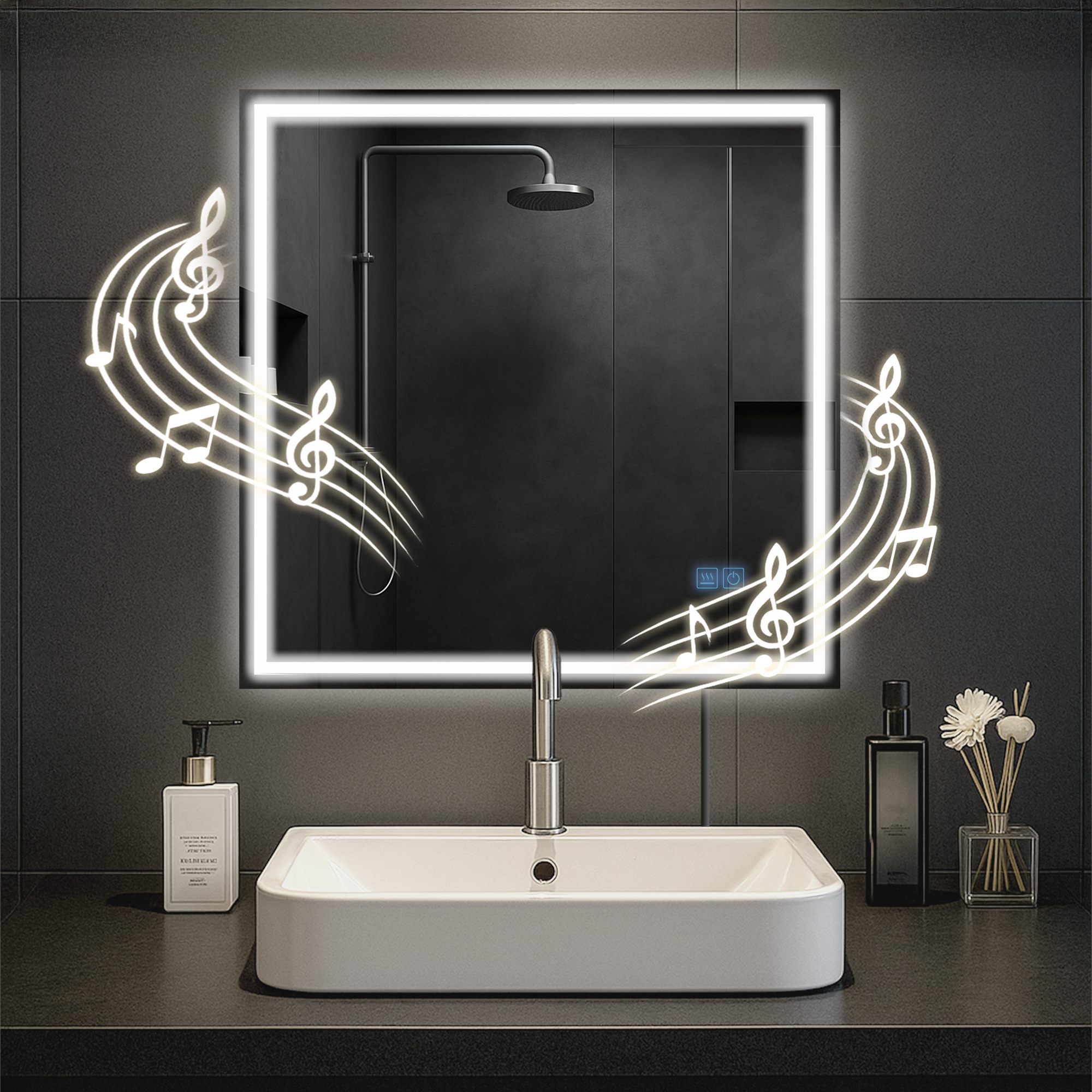 Miroir de Salle de Bain Jaffrey avec Bluetooth