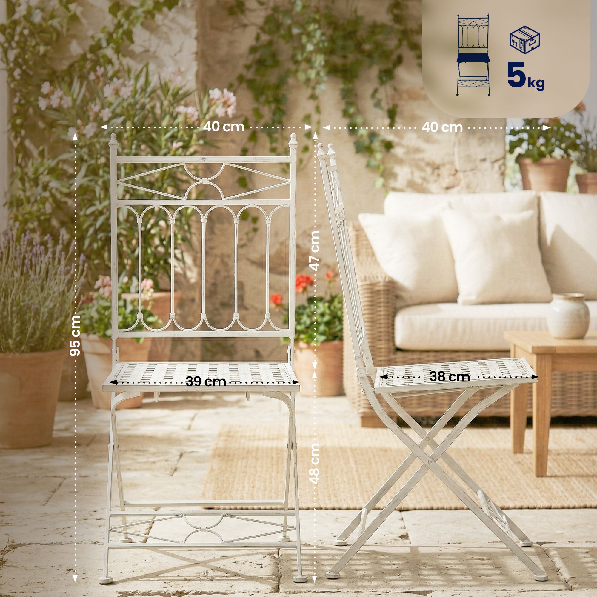 Lot de 2 chaises pliantes Asina