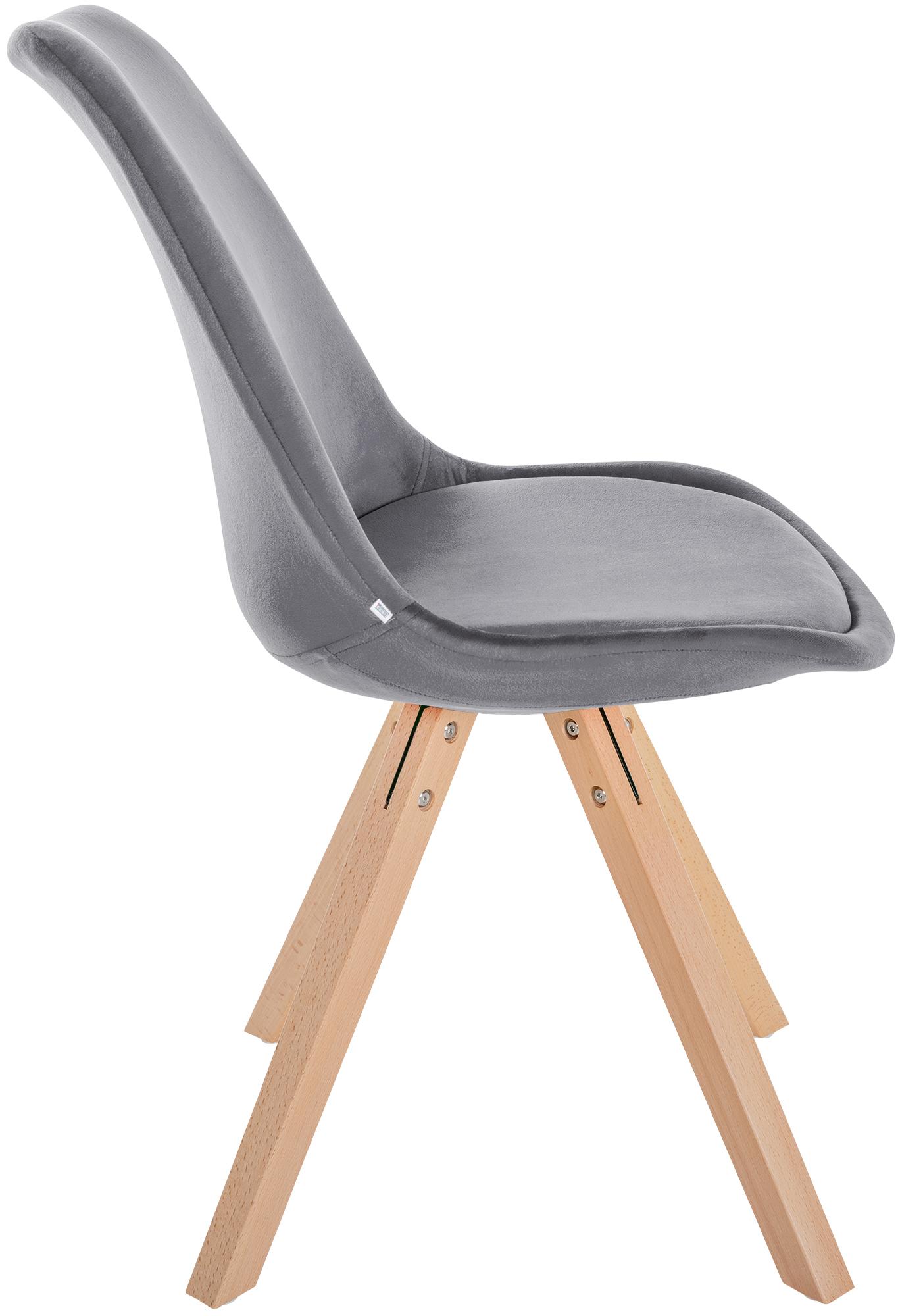 Lot de 4 chaises de salle à manger Sofia en velours Pieds en bois
