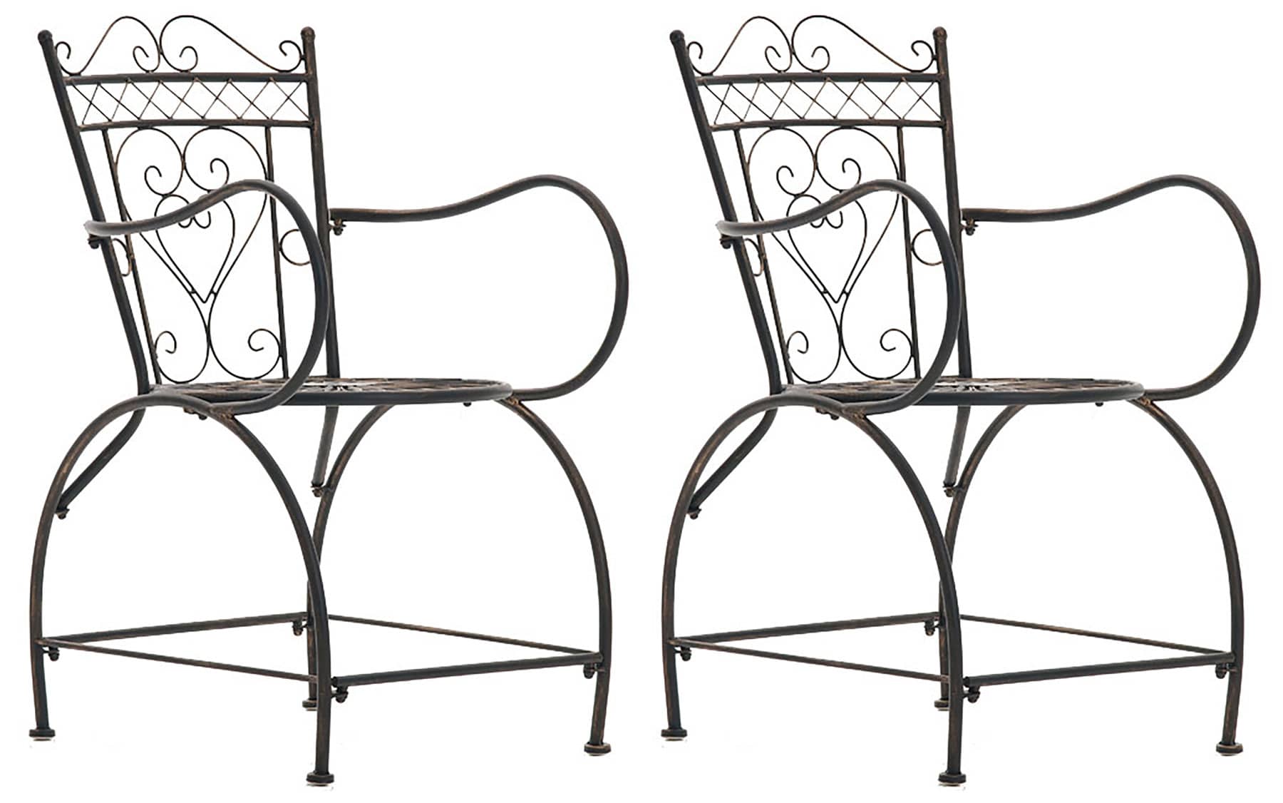 Lot de 2 Chaises de jardin Sheela en fer avec accoudoirs et repose-pieds
