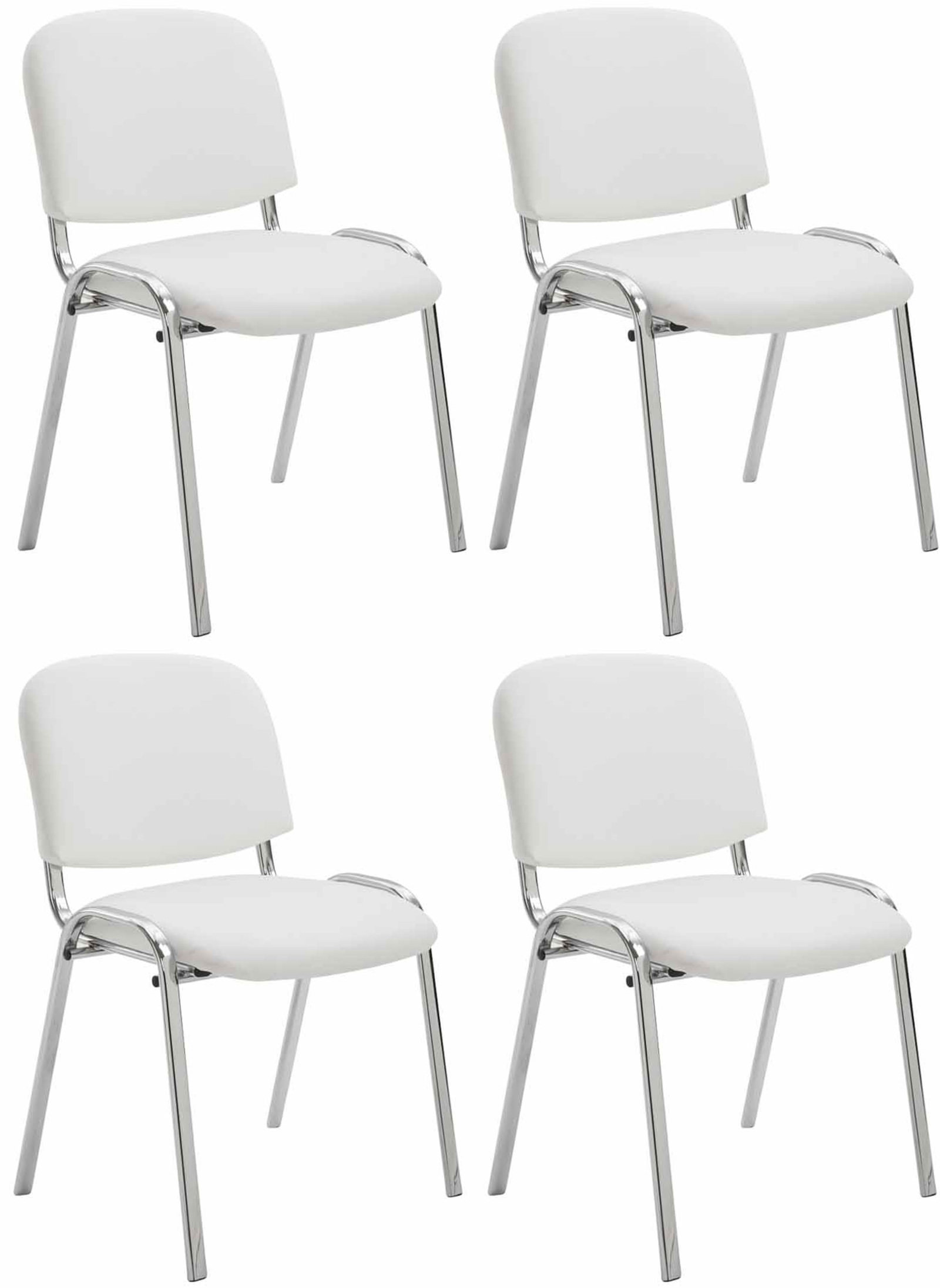 Lot de 4 Chaises de visiteur Ken en similicuir et pieds en métal chromé