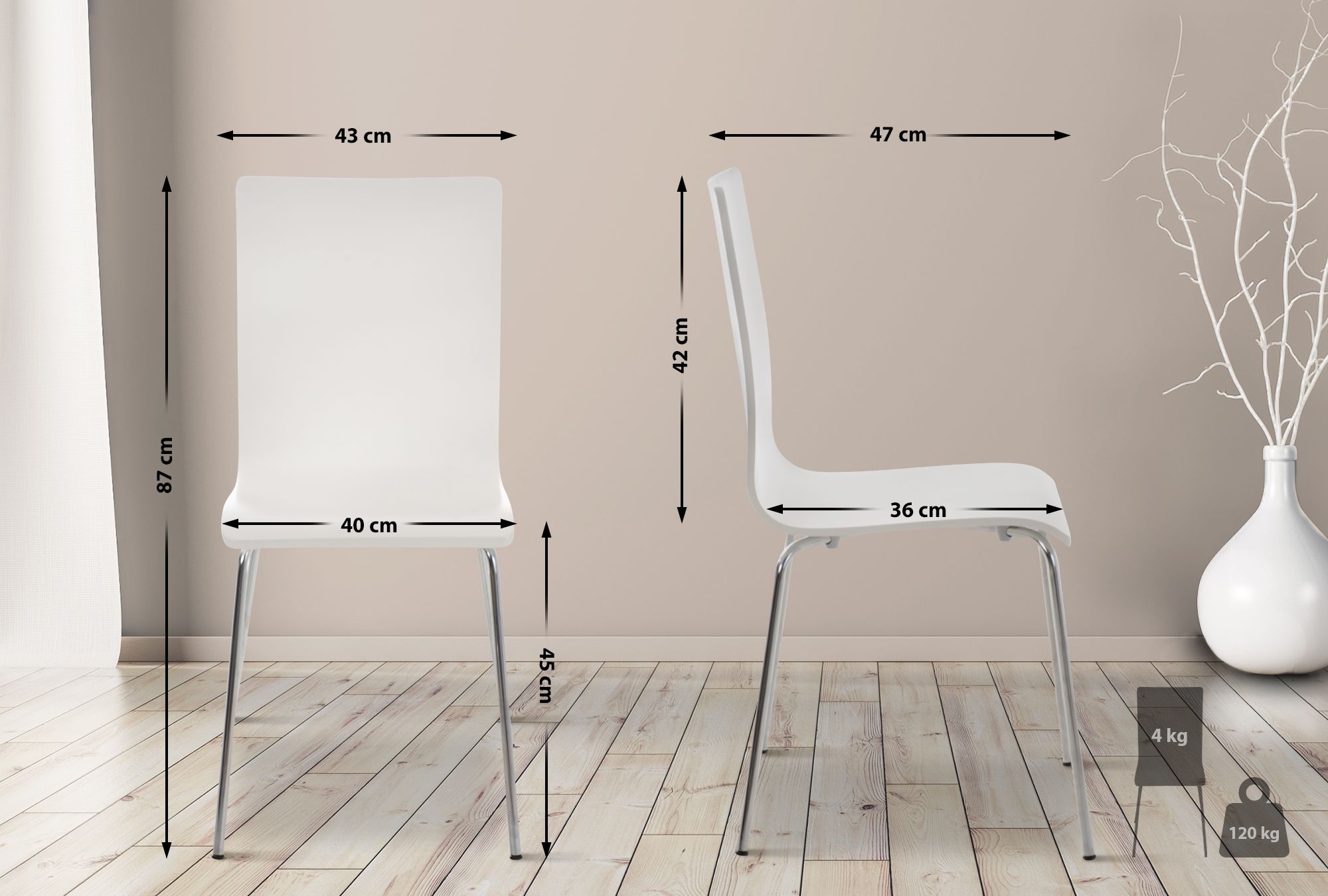 Lot de 8 chaises en bois Pepe