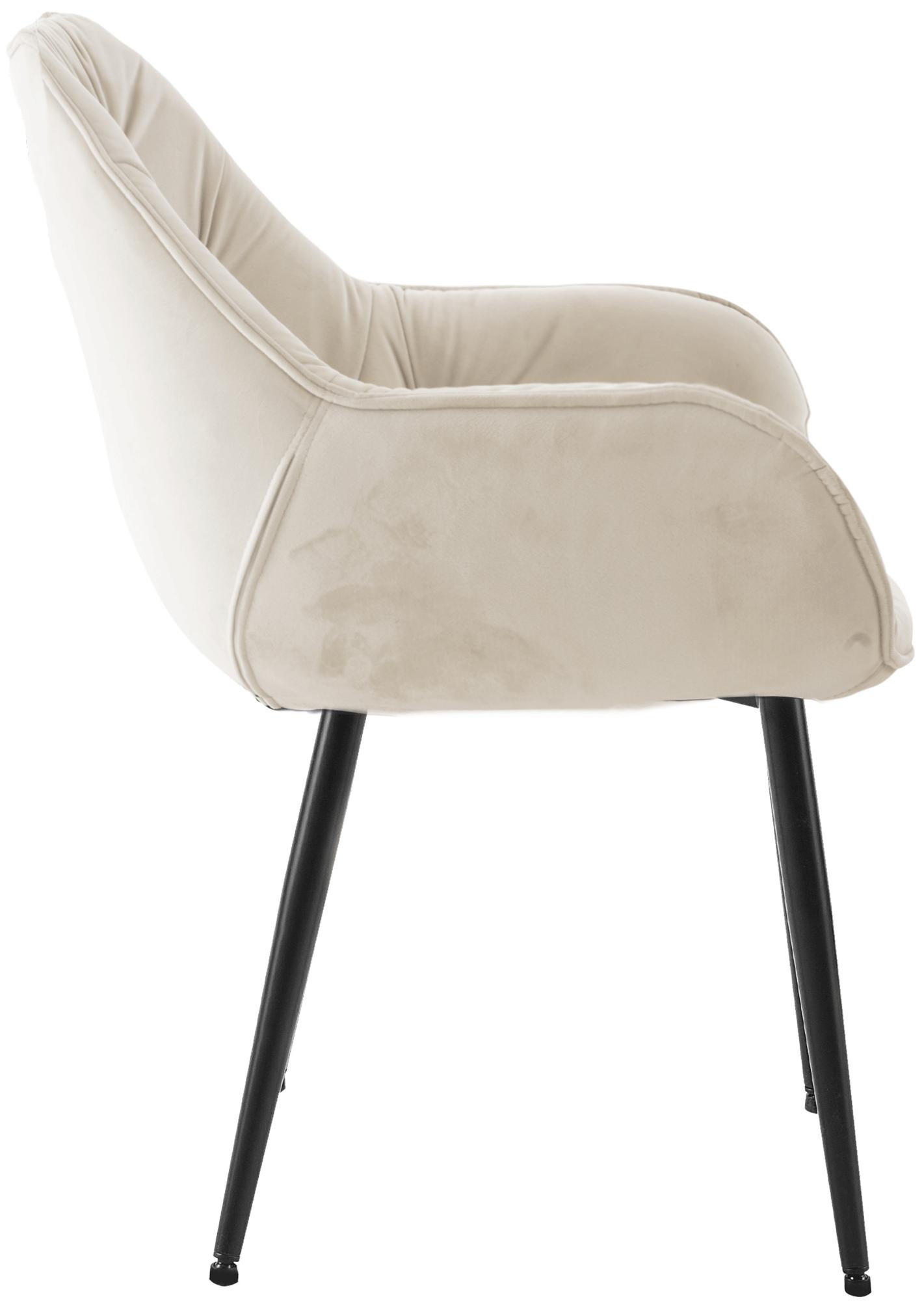 Lot de 4 Chaises de salle à manger Tanna en Velours Piètement en Métal noir