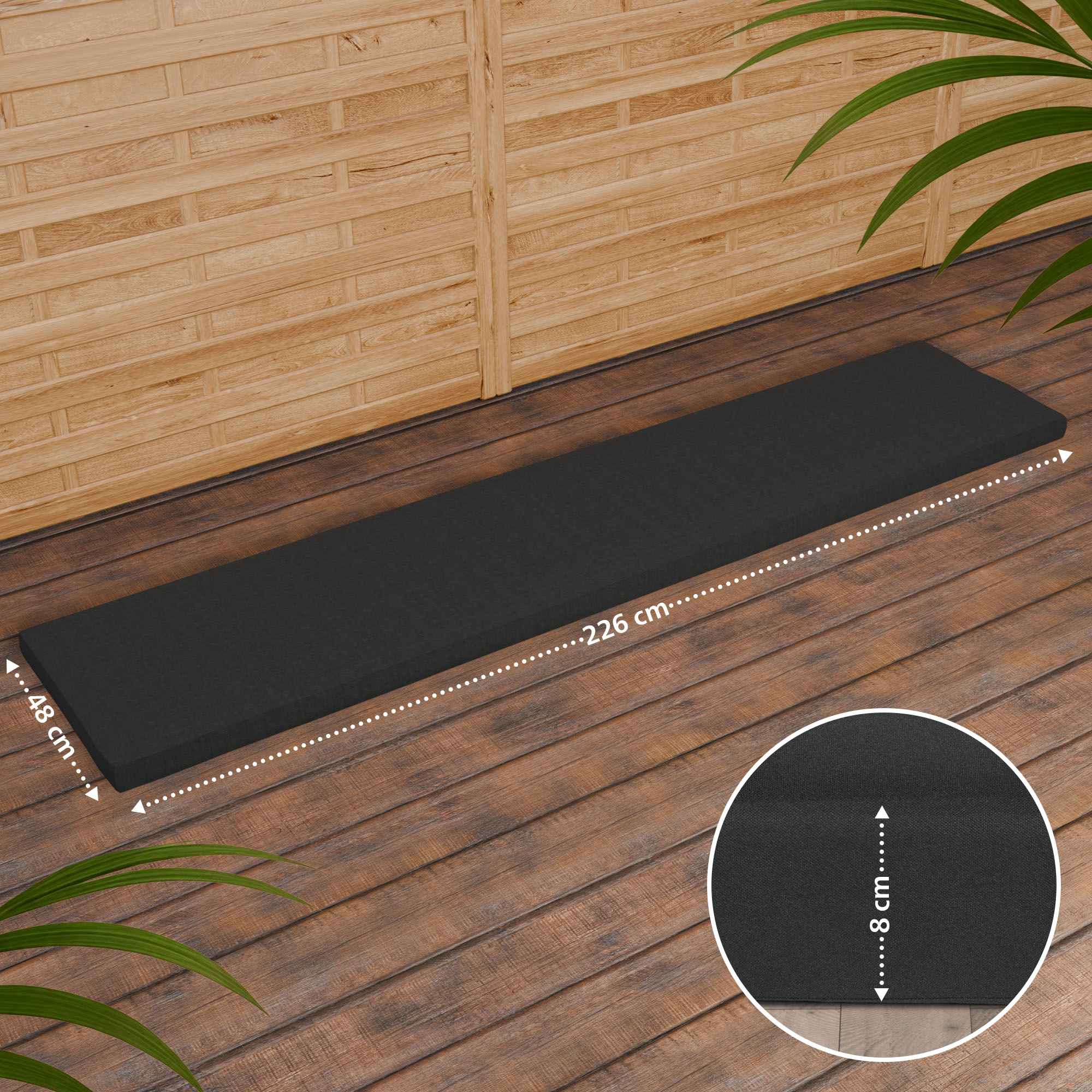 Banc de jardin en teck Daxon avec coussin d'assise