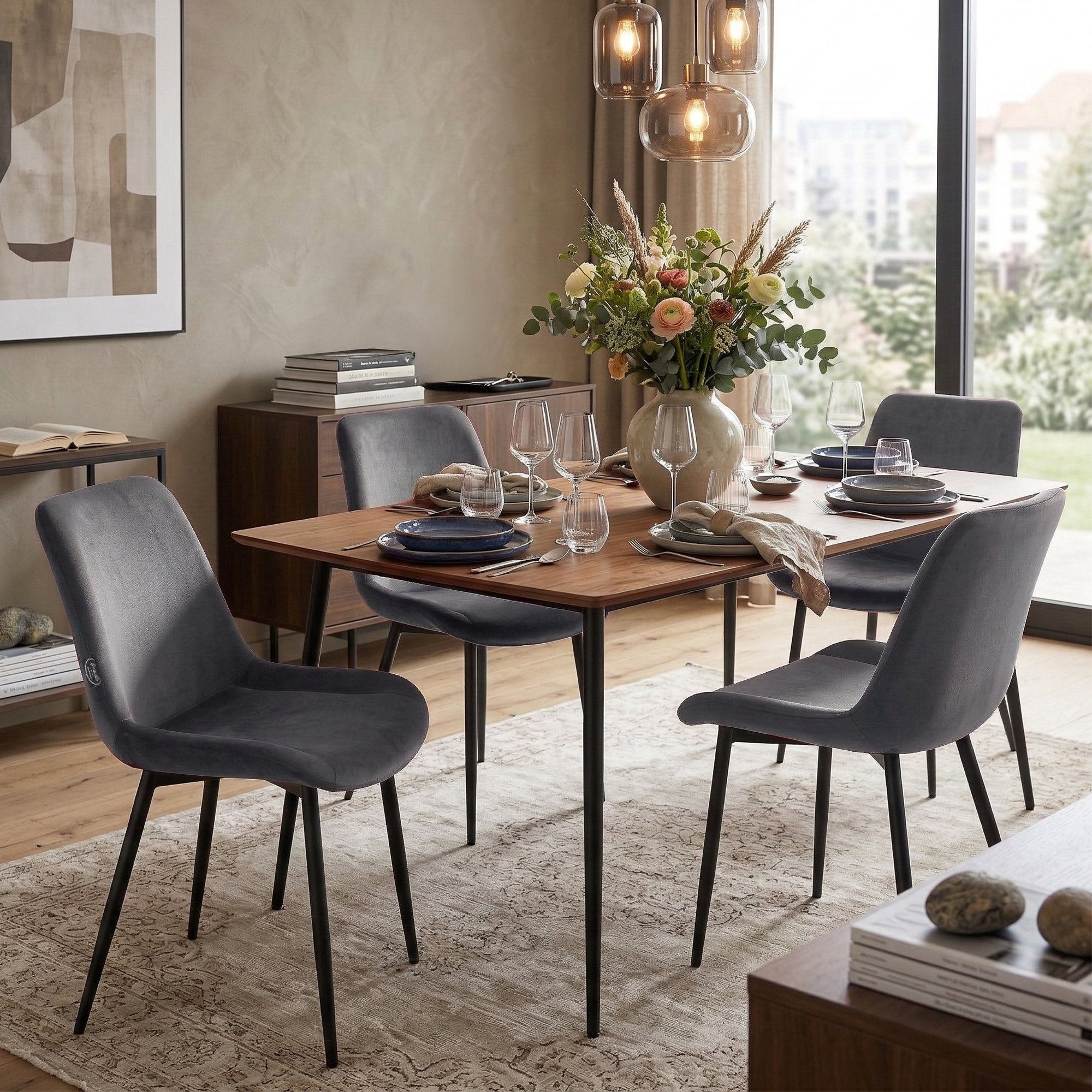 Lot de 2 Chaises de salle a manger Victoria en velours
