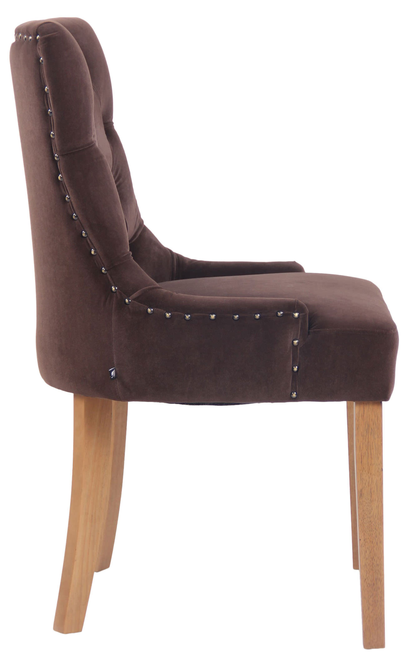 Lot de 4 Chaises de salle à manger Aberdeen en Velours Piètement en bois d'hévéa