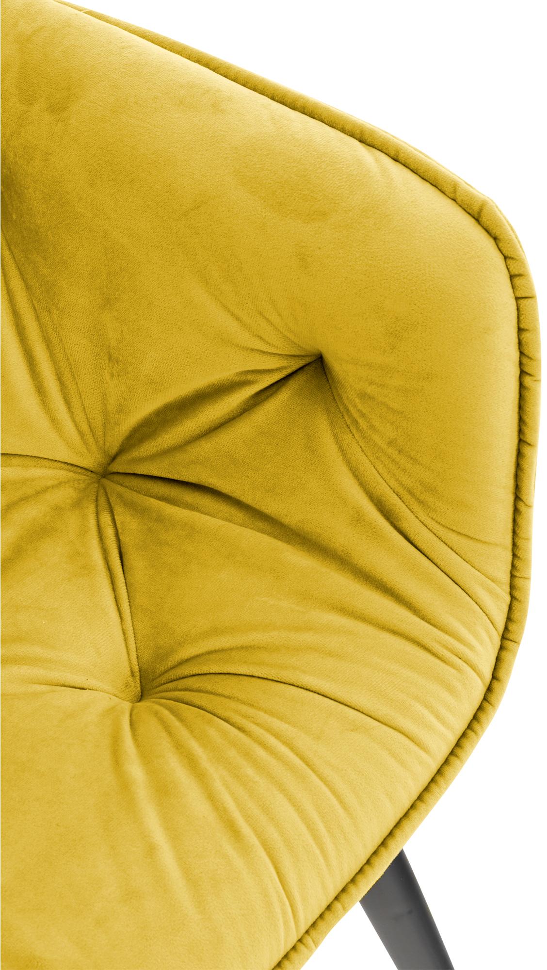 Lot de 4 Chaises de salle à manger Tanna en Velours Piètement en Métal noir