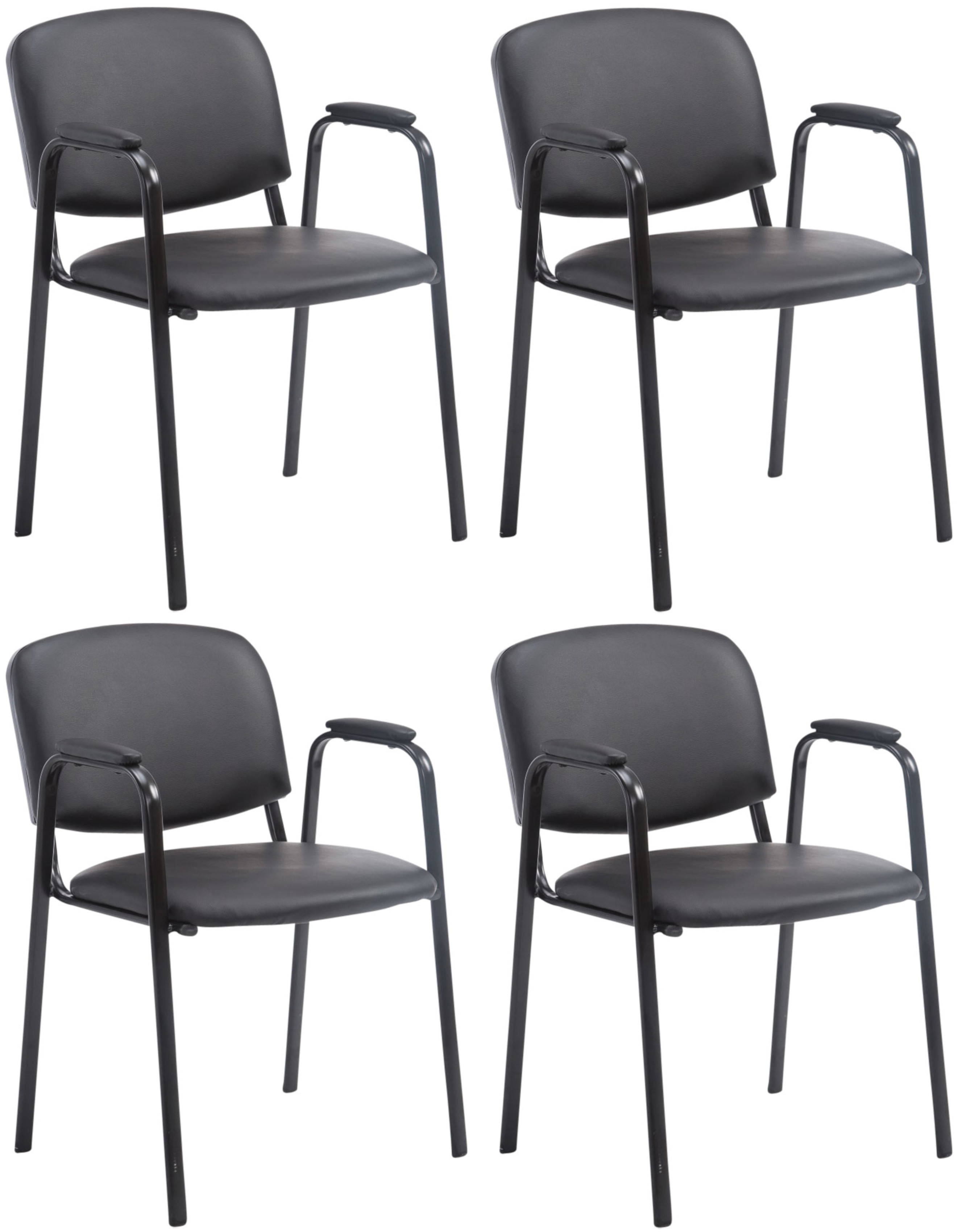 Lot de 4 Chaises de visiteur Ken Pro en similicuir avec pieds en métal -  Chaises de visiteur - Chaises - Salon, salle à manger, salle de bains &  bureau I CLP
