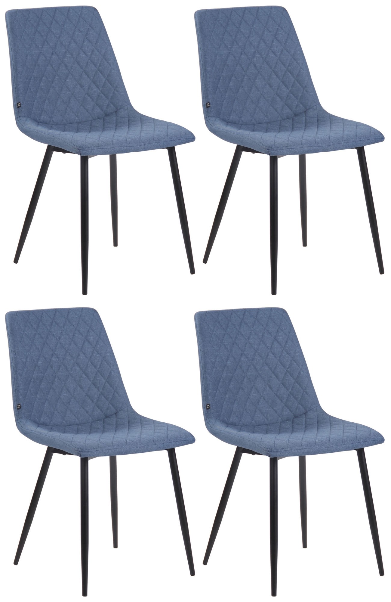 Lot de 4 chaises de salle à manger Telde en tissu avec Piètement en Métal noir mat