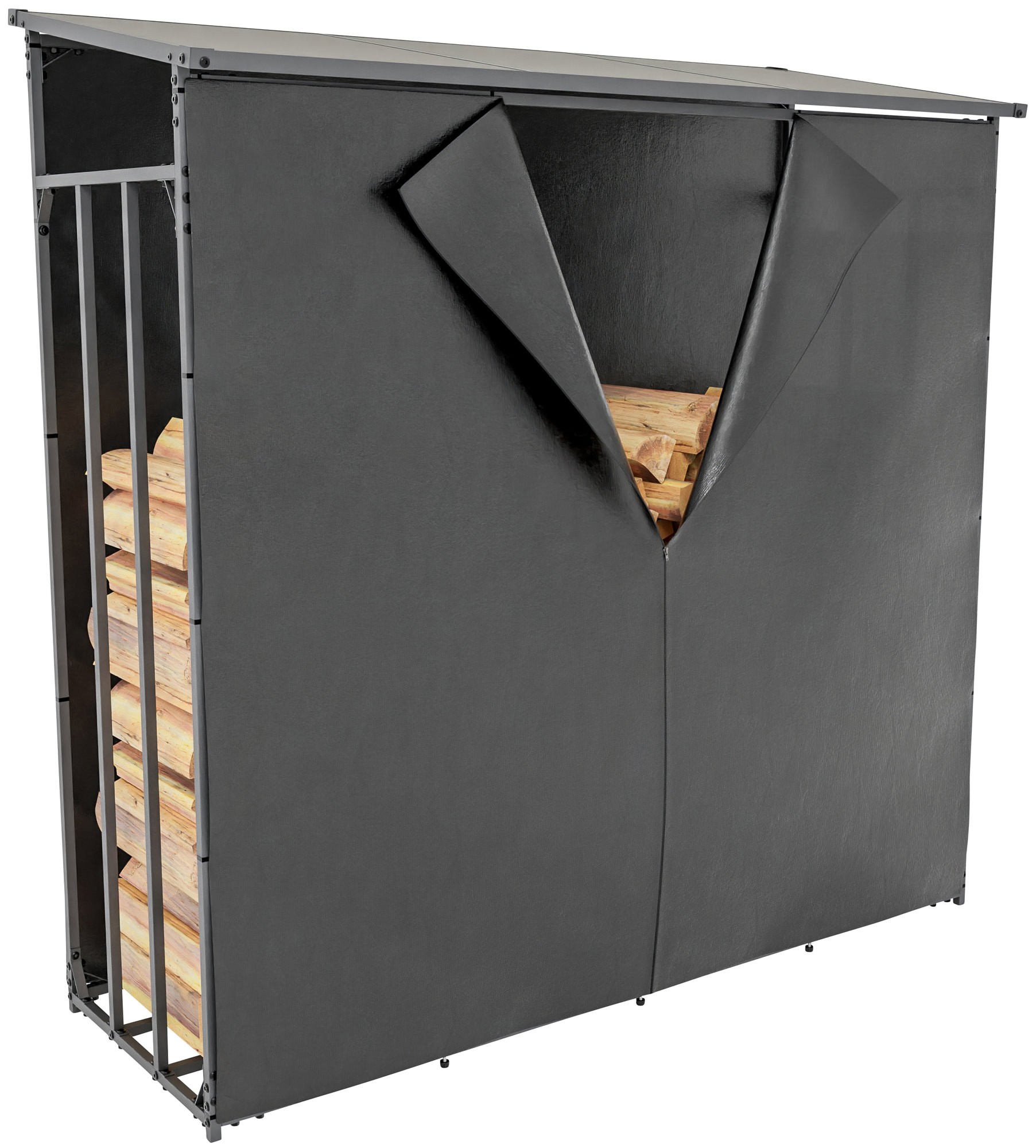 Abri pour bois de chauffage Ruston en Aluminium avec bâche de protection