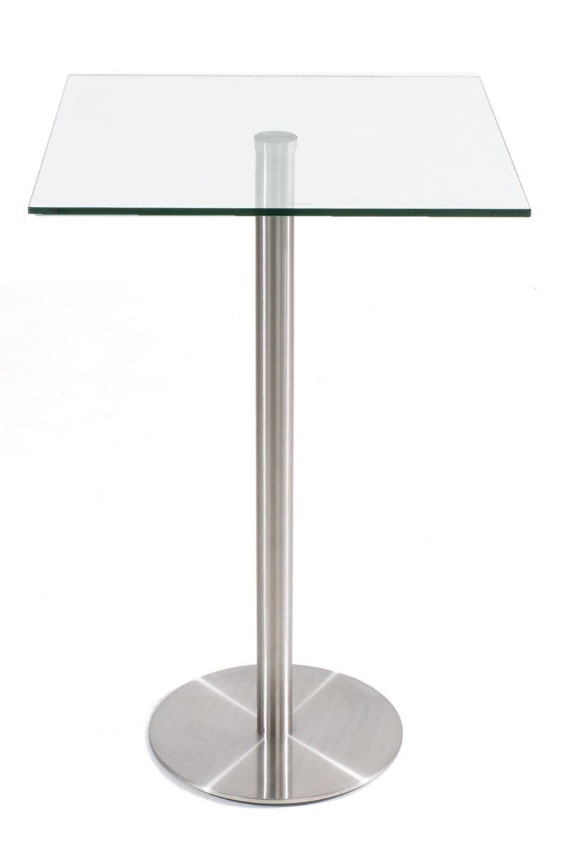 Table haute Vitral 70x70 cm avec piètement en Acier inoxydable