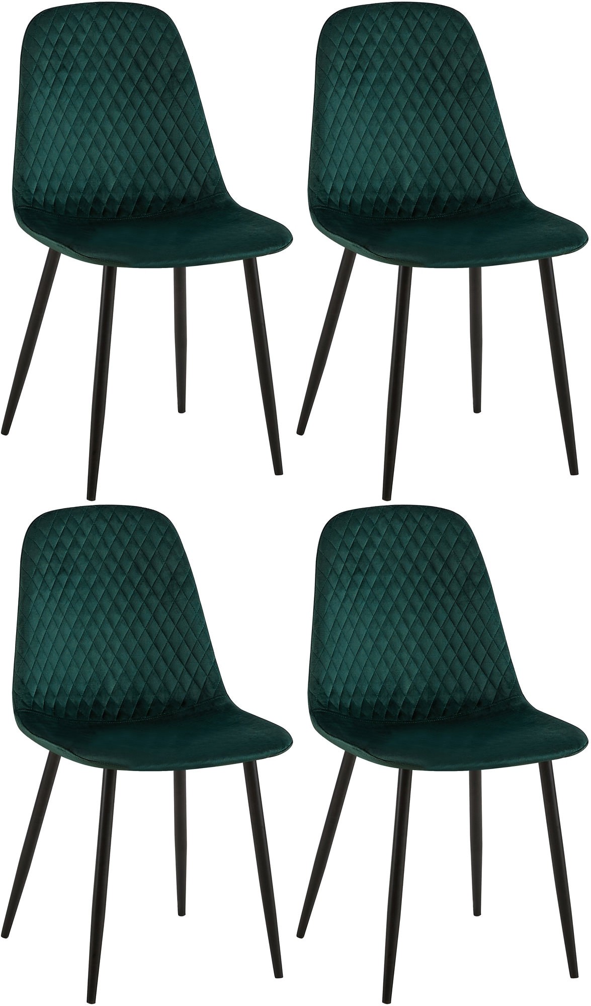 Lot de 4 Chaises de salle à manger Giverny avec Piètement en métal noir