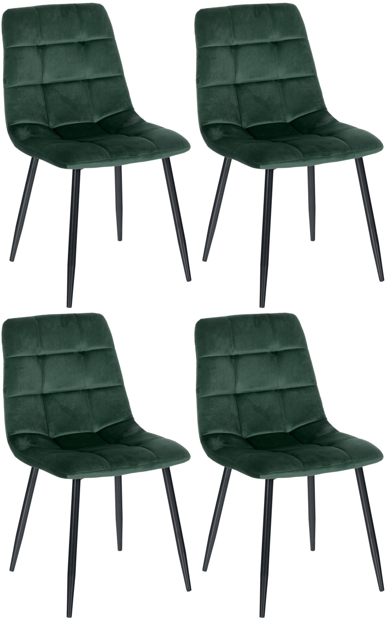 Lot de 4 chaises de salle à manger Tilde avec Piètement en métal noir
