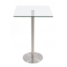 Table haute Vitral 70x70 cm avec piètement en Acier inoxydable