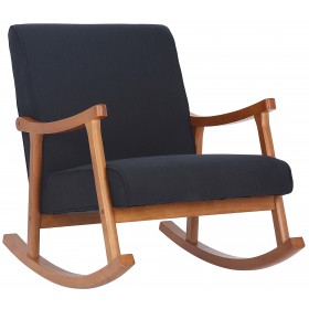 Chaise à bascule Morelia en tissu avec pieds Noyer