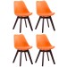 4er Set Besucherstühle Borneo V2 Kunstleder-orange-Walnuss