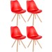 4er Set Stühle Sofia Kunststoff Rot Rund