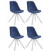 4er Set Stühle Toulouse Samt Square-blau-Weiß