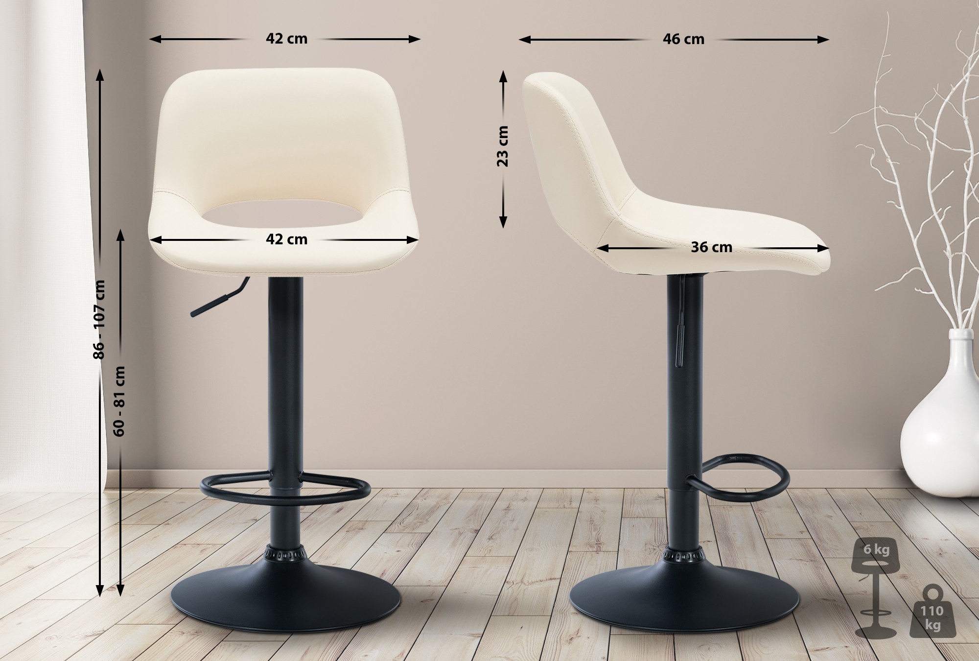 Lot de 2 tabourets de bar Camden en similicuir